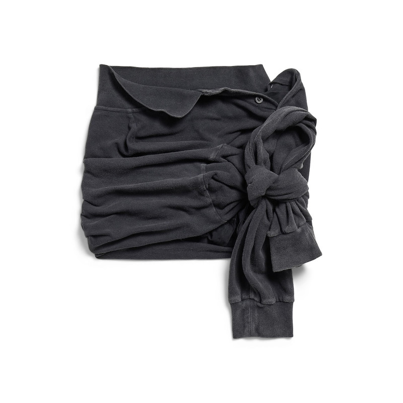 Women's Knotted Polo Skirt in Faded Black - 1