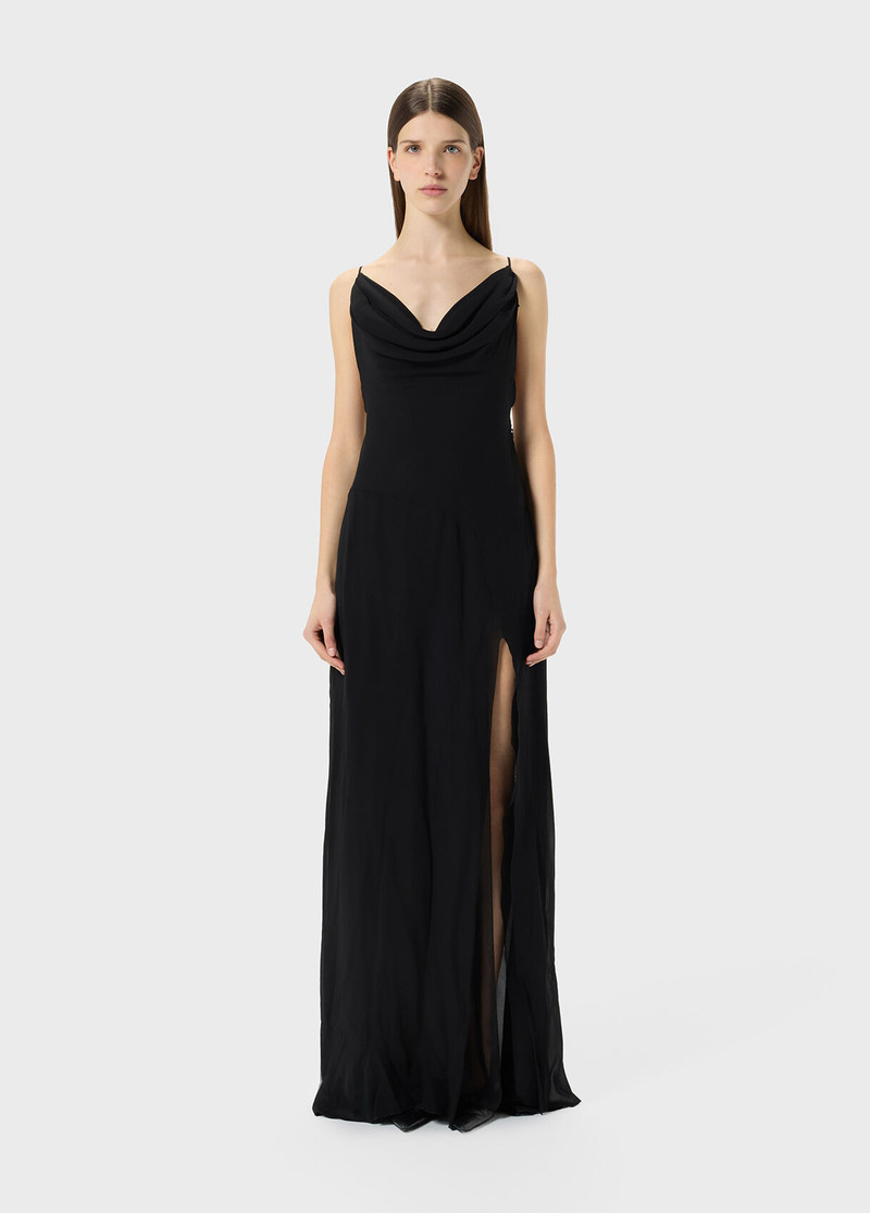 Blumarine LONG GEORGETTE DRESS WITH HOODED NECKLINE outlook