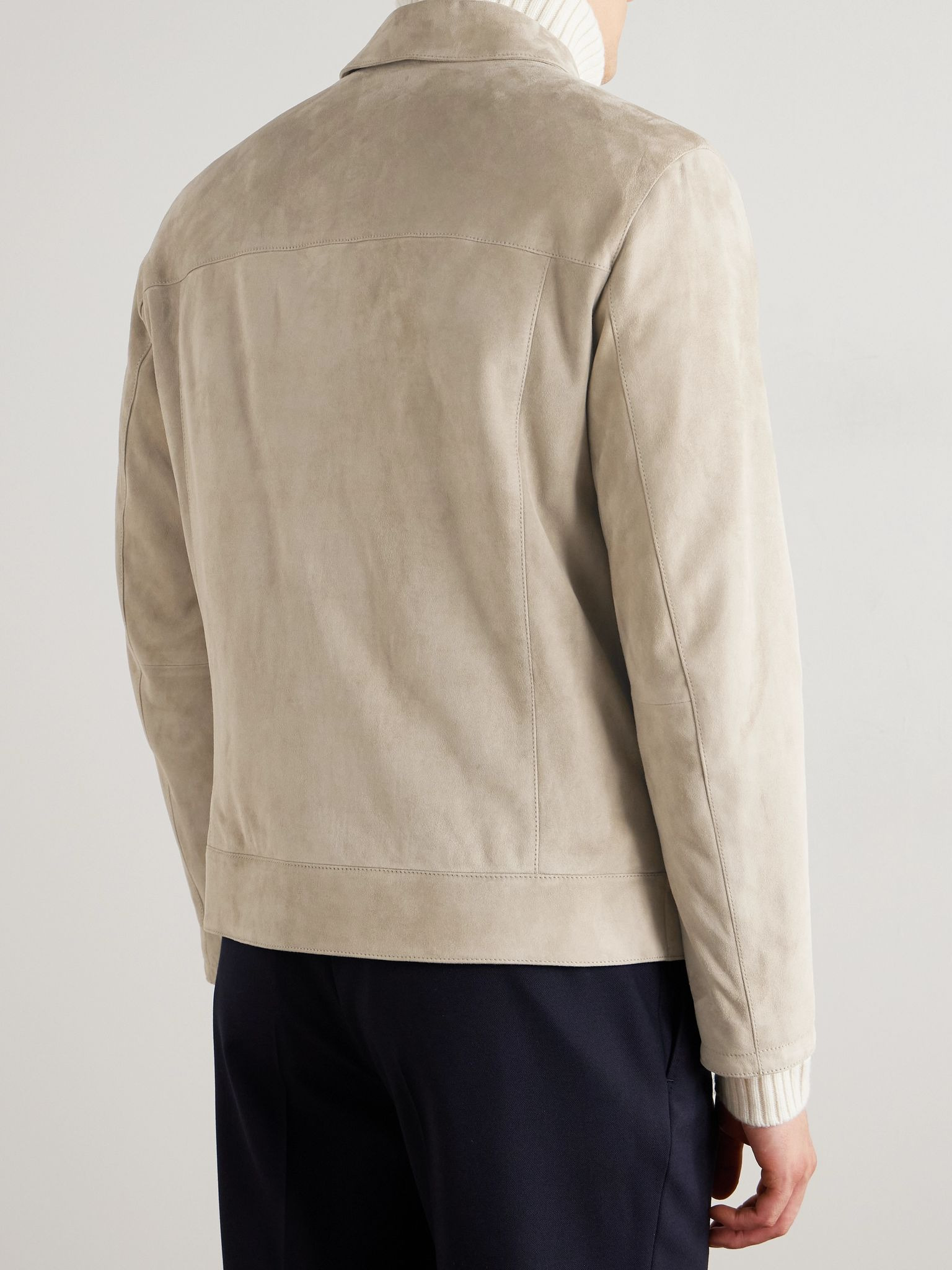 Suede Blouson Jacket Beige - 4