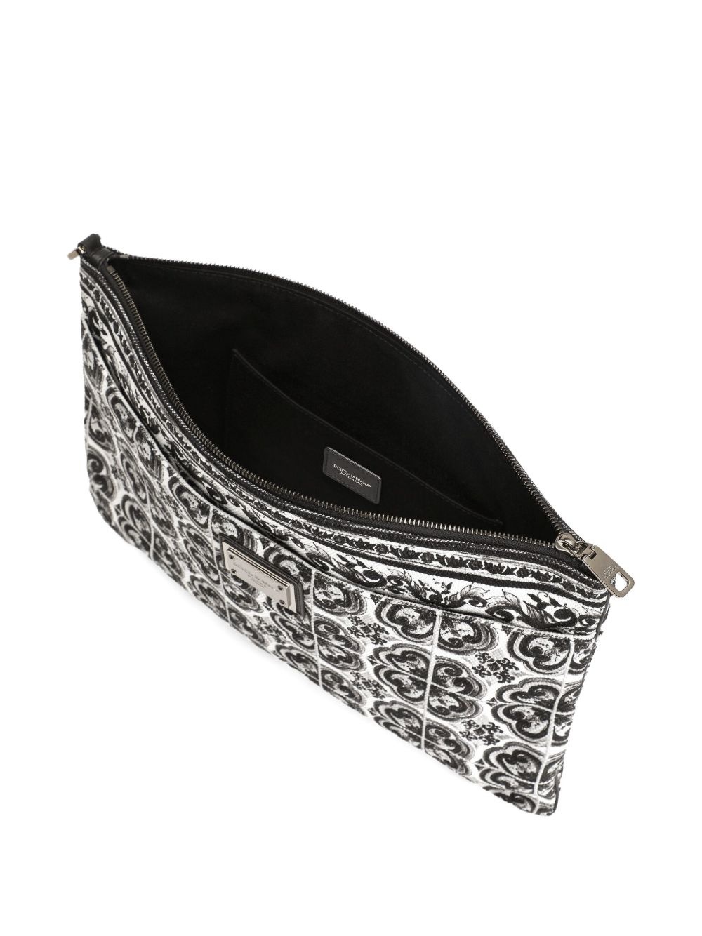 graphic-print leather clutch bag - 4