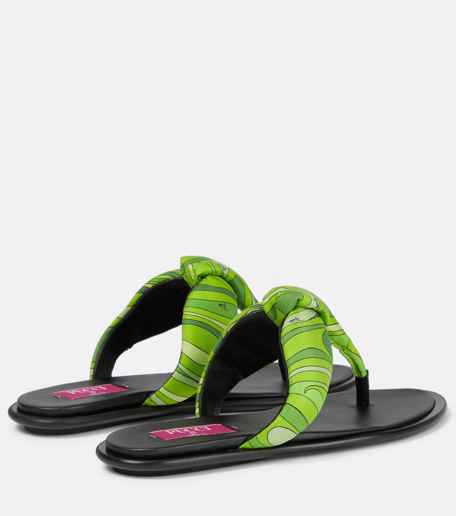 Printed silk twill thong sandals - 3