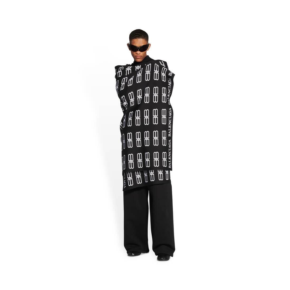 Men's Bb Icon Blanket Scarf in Black - 5