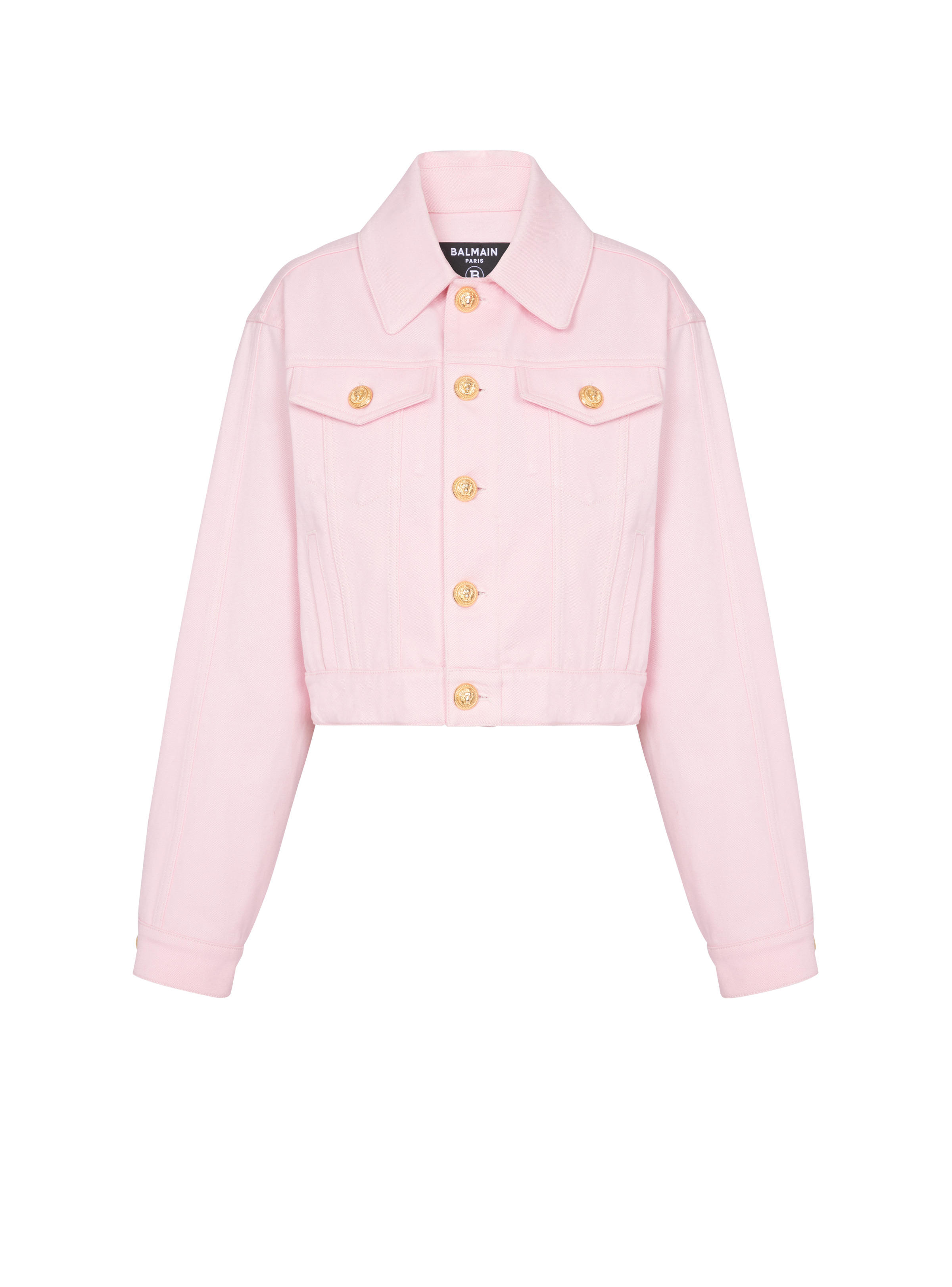 Cropped faded denim jacket - 1