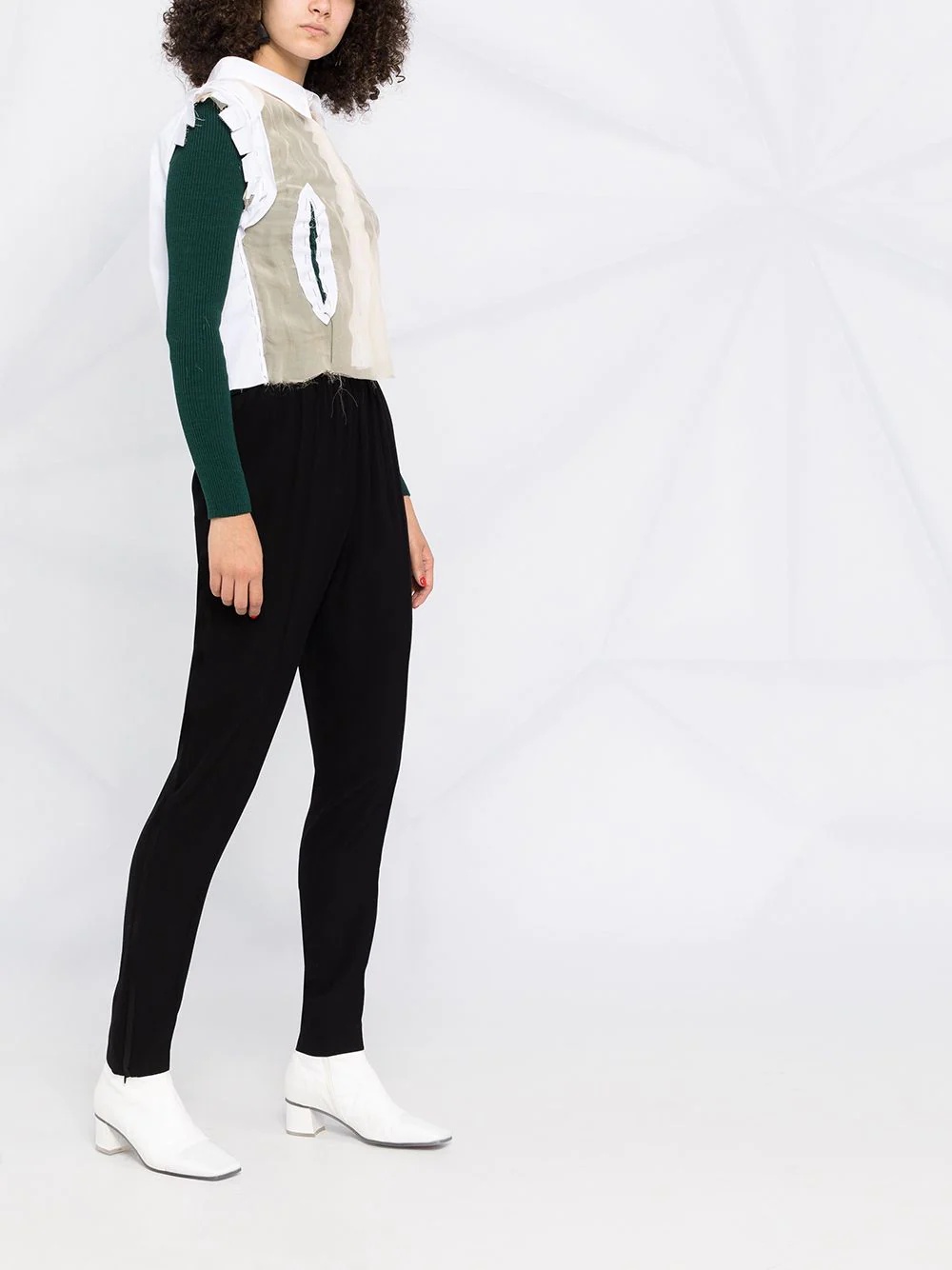 elasticated waistband tapered trousers - 6