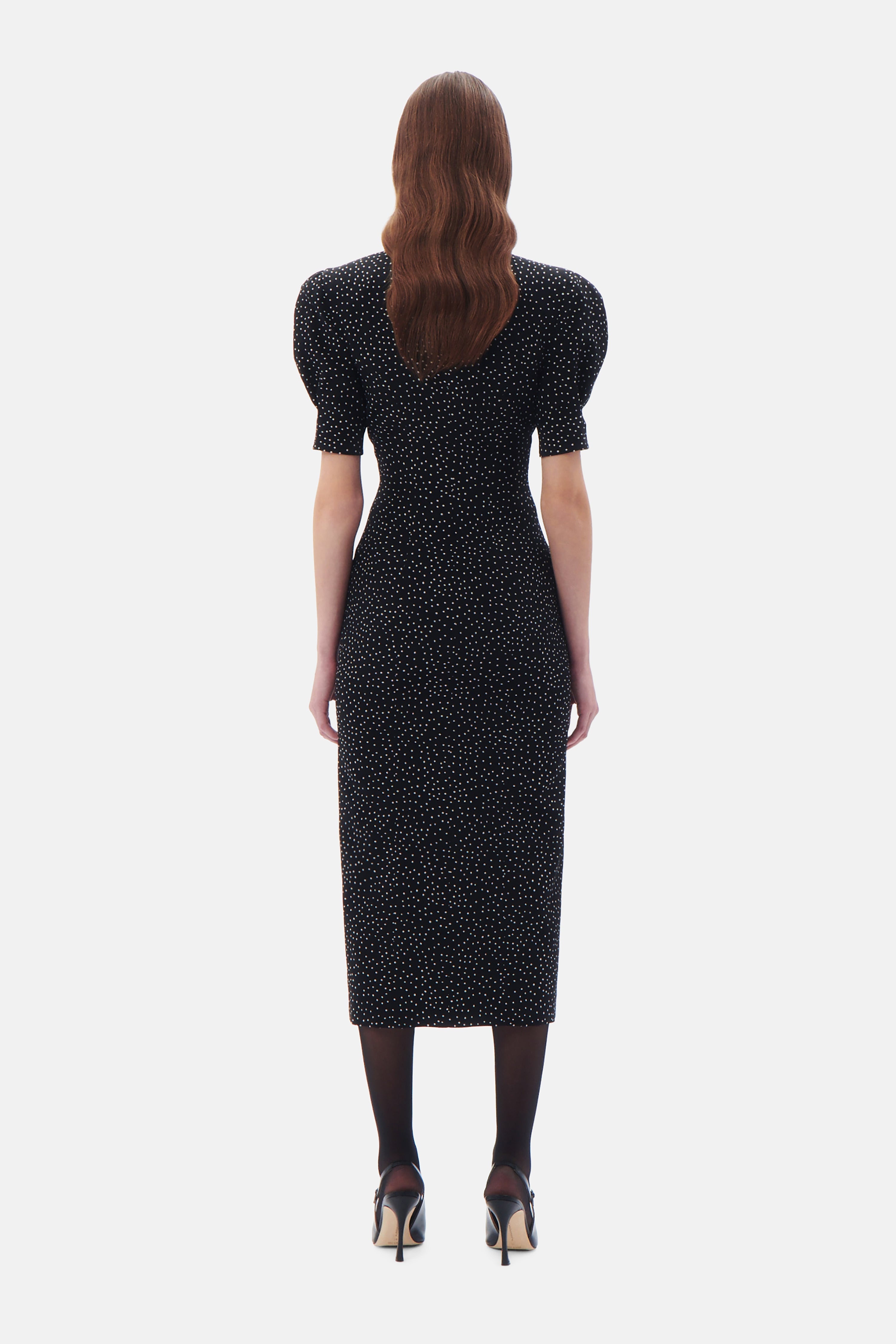 POLKA DOT SILK DOUBLE BREASTED DRESS - 5