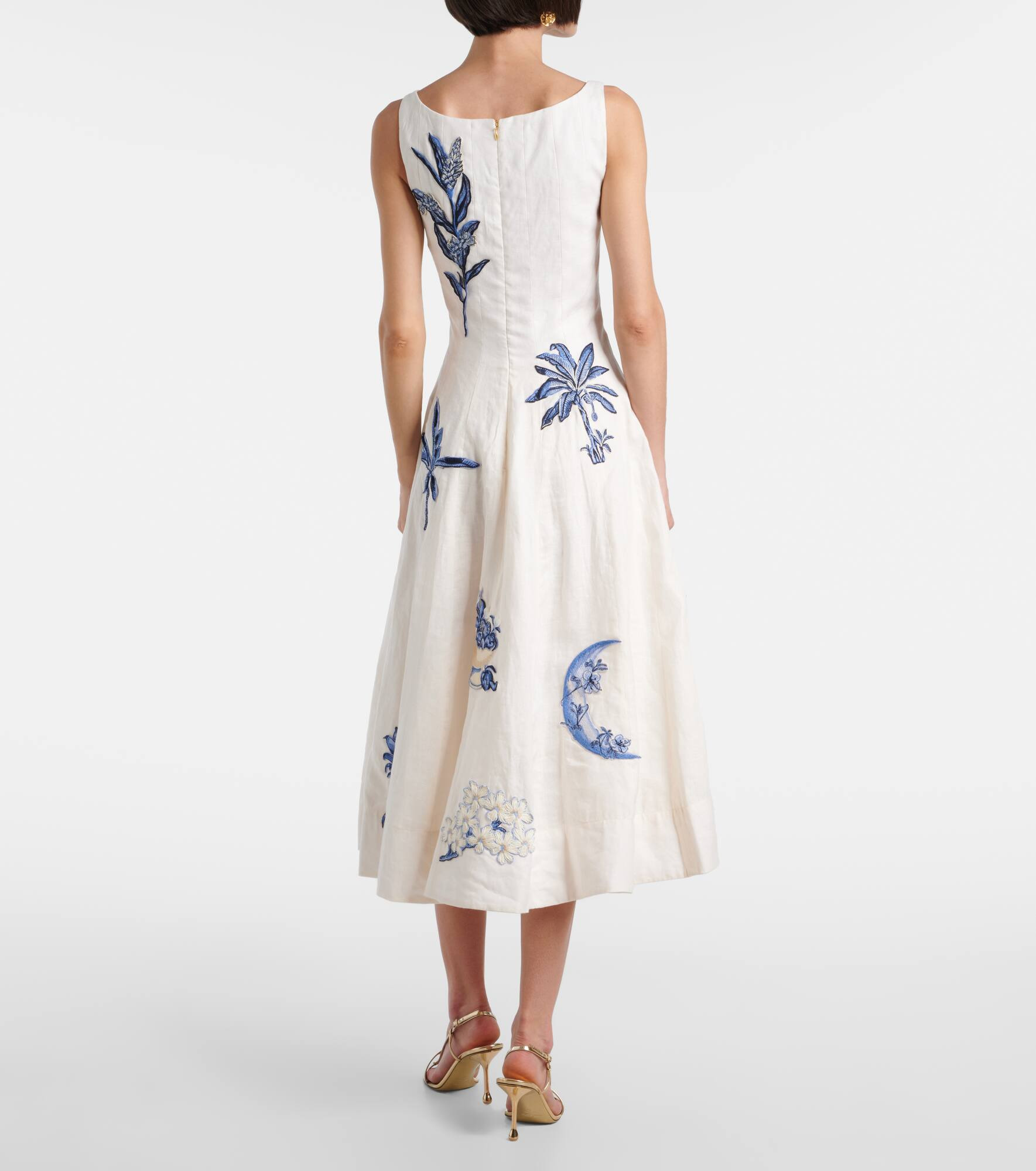 Frontera Wild embroidered linen midi dress - 3