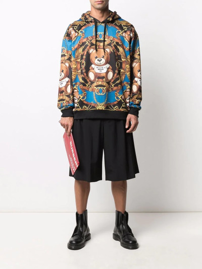 Moschino teddy-print long-sleeved hoodie outlook