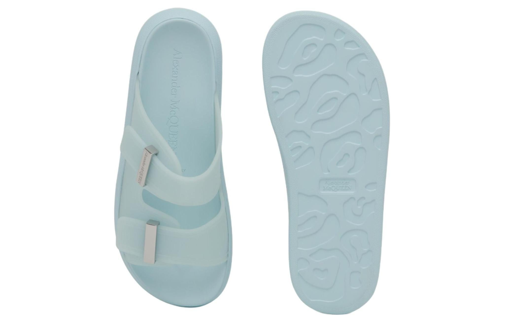 (WMNS) Alexander McQueen Hybrid Slides 'Powder Blue Silver' 658063W4TM14711 - 5