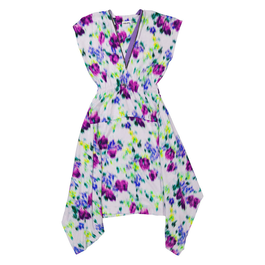 Kenzo Ladies Wisteria Asymmetric Dress With Blurred Floral Print - 2