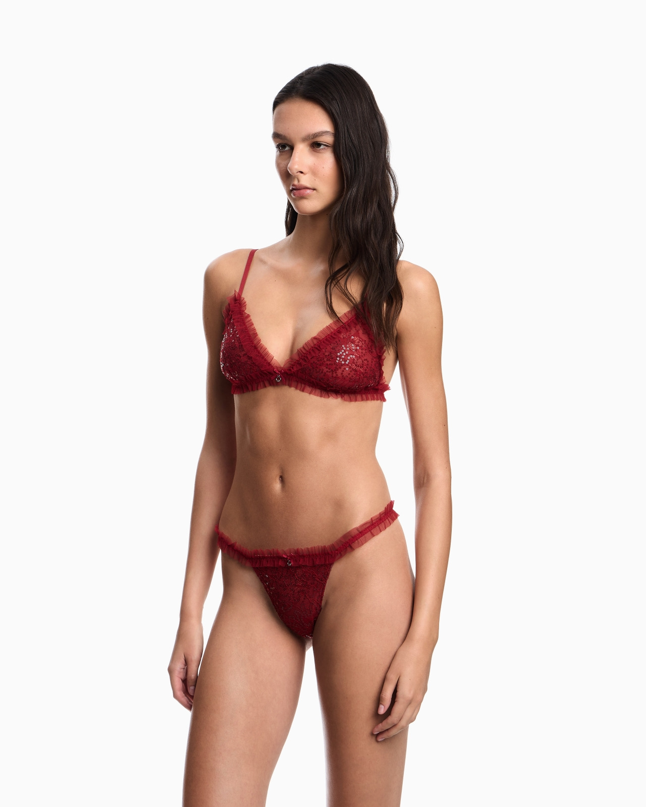 SEQUINS LACE TRIANGLE BRA - 2