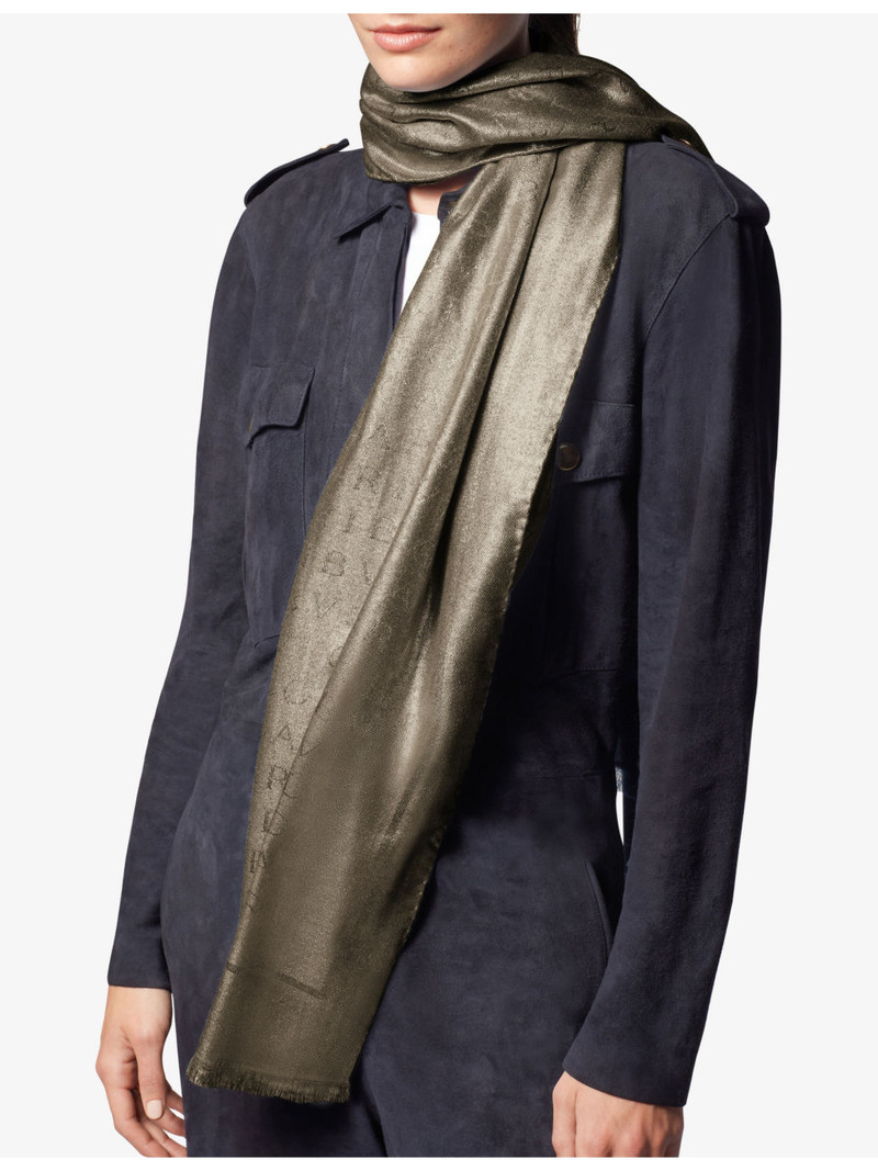 BVLGARI Lettere Maxi logo-print  silk and wool-blend scarf outlook