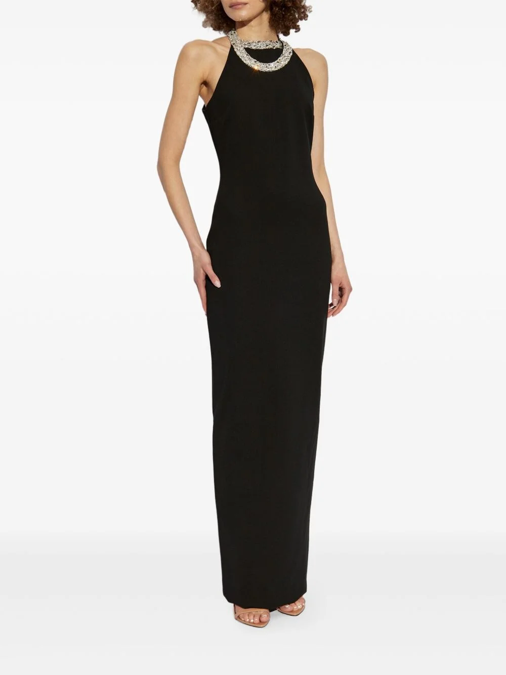 chinese dress ladies Black Crystal Embellished Maxi Dress XXS / As Shown main image 1