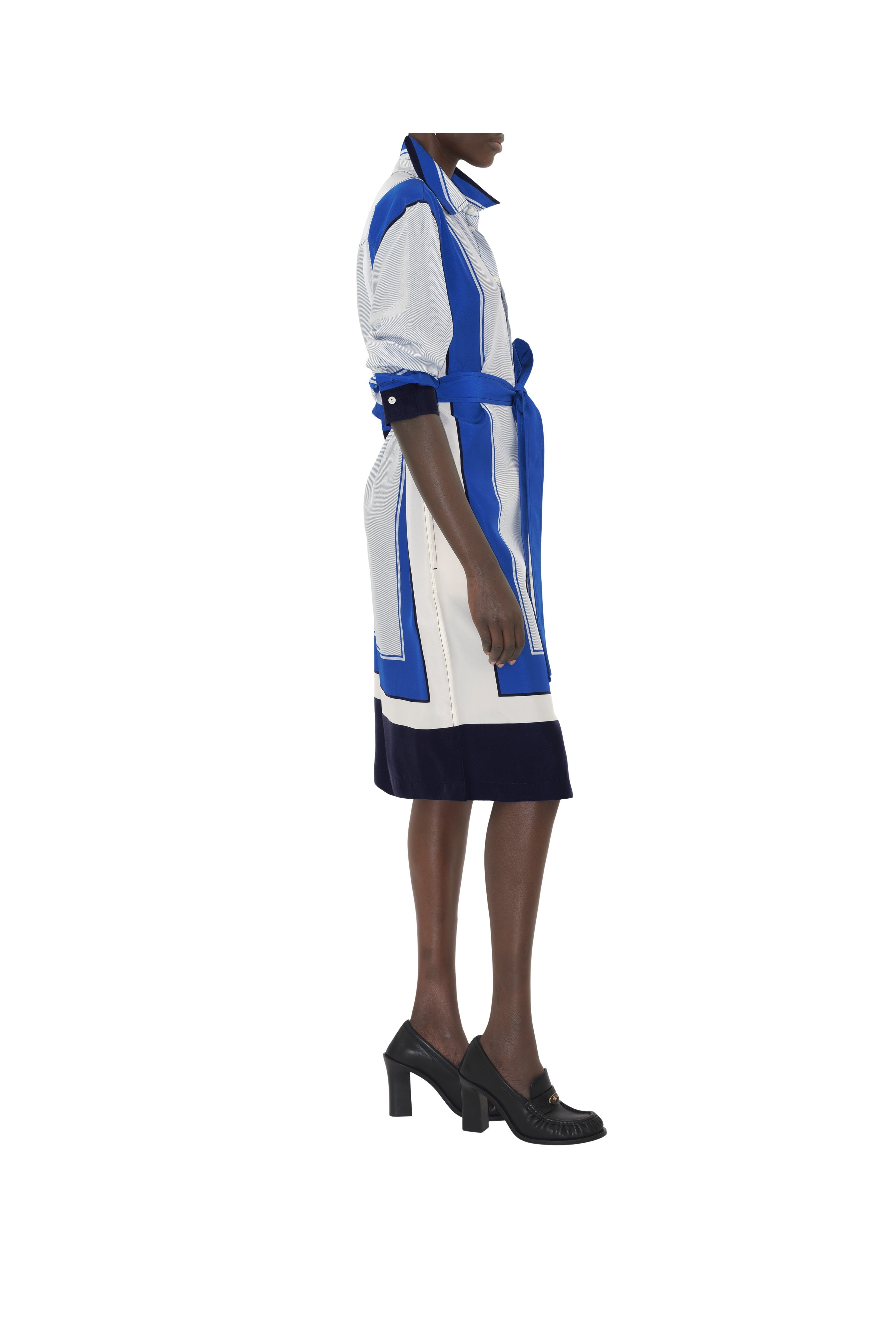 burberry Knight Stamp Box Silk Shirt Dress in Ink at Nordstrom - 3
