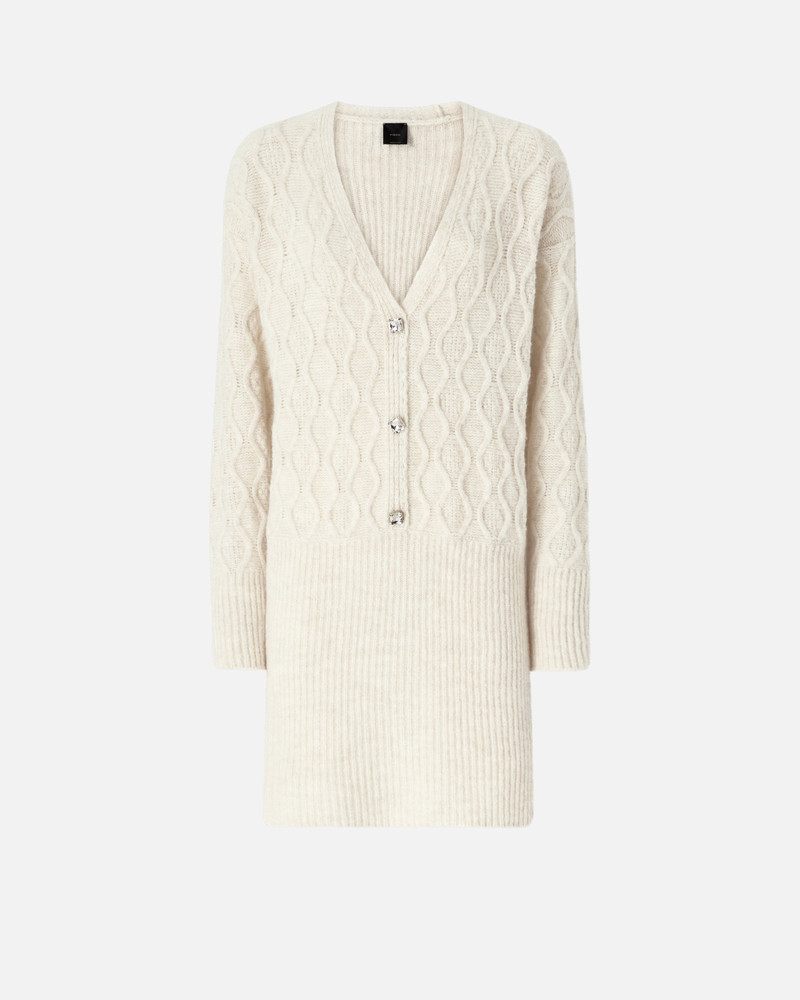 KNIT MINI DRESS WITH CABLE STITCH AND JEWEL BUTTONS 1
