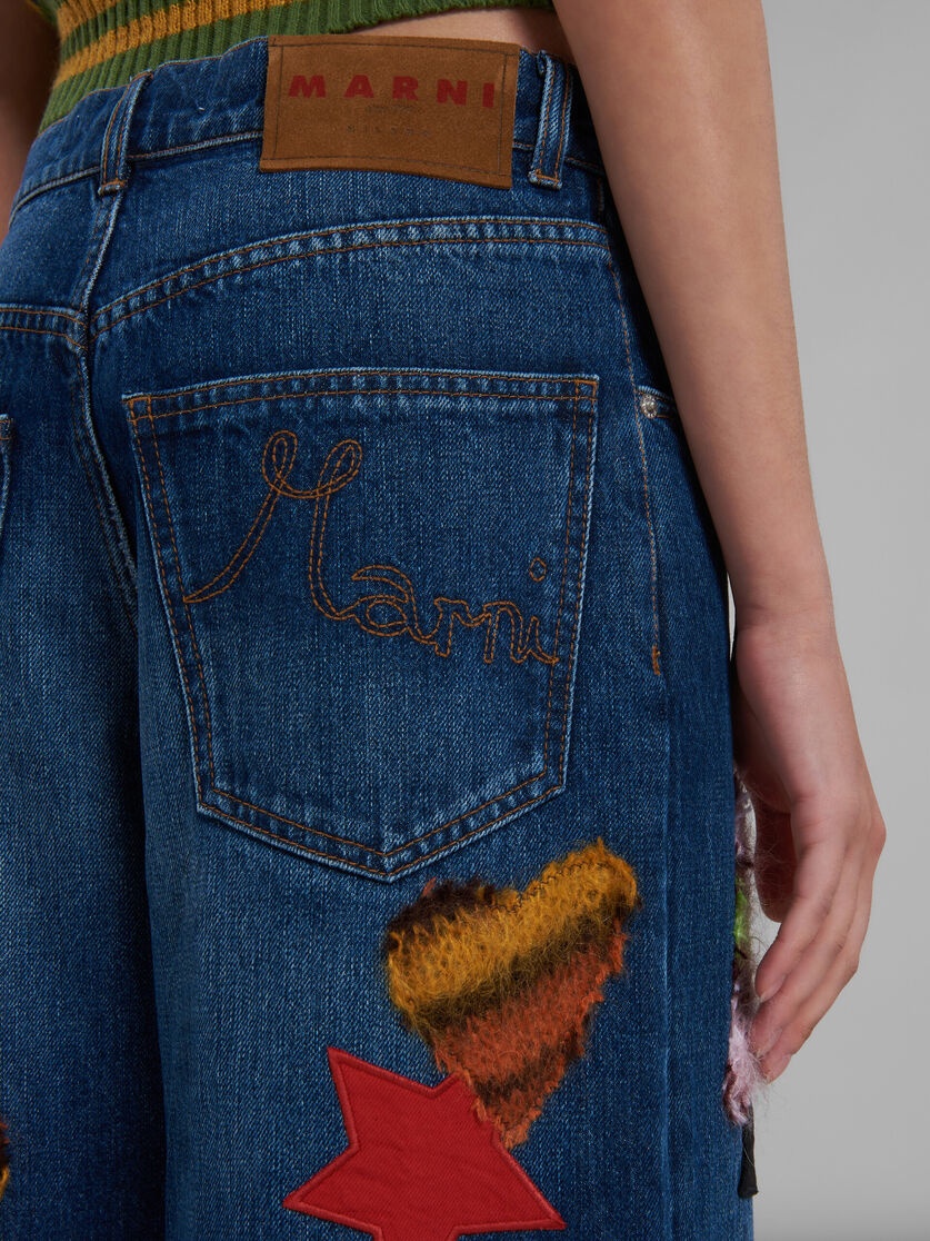 BLUE DENIM TROUSERS WITH PATCHES - 4
