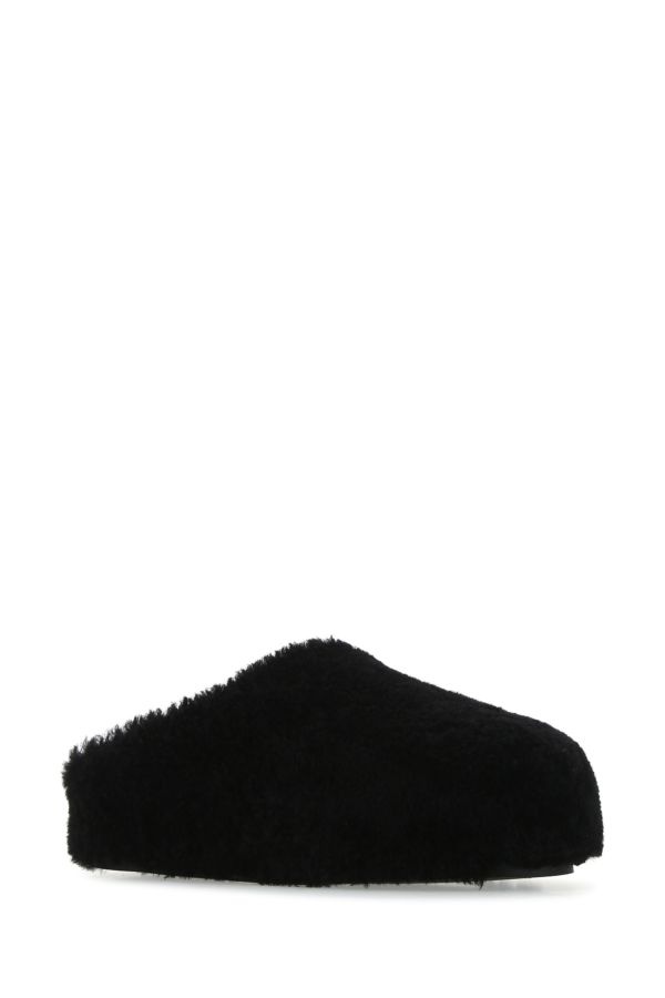 Amina Muaddi Woman Black Shearling Giuly Slippers - 2