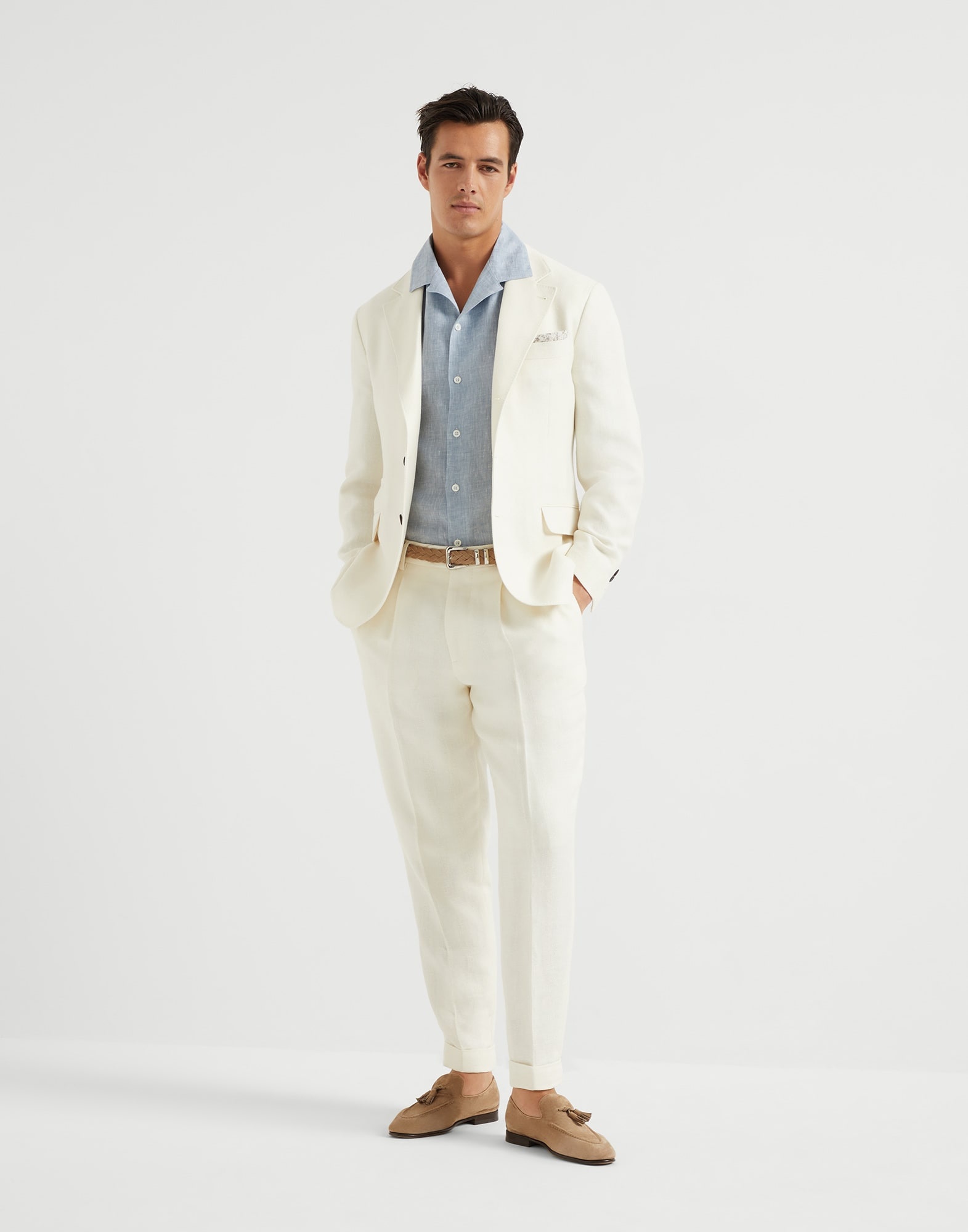 Linen easy fit short sleeve shirt with camp collar - 5