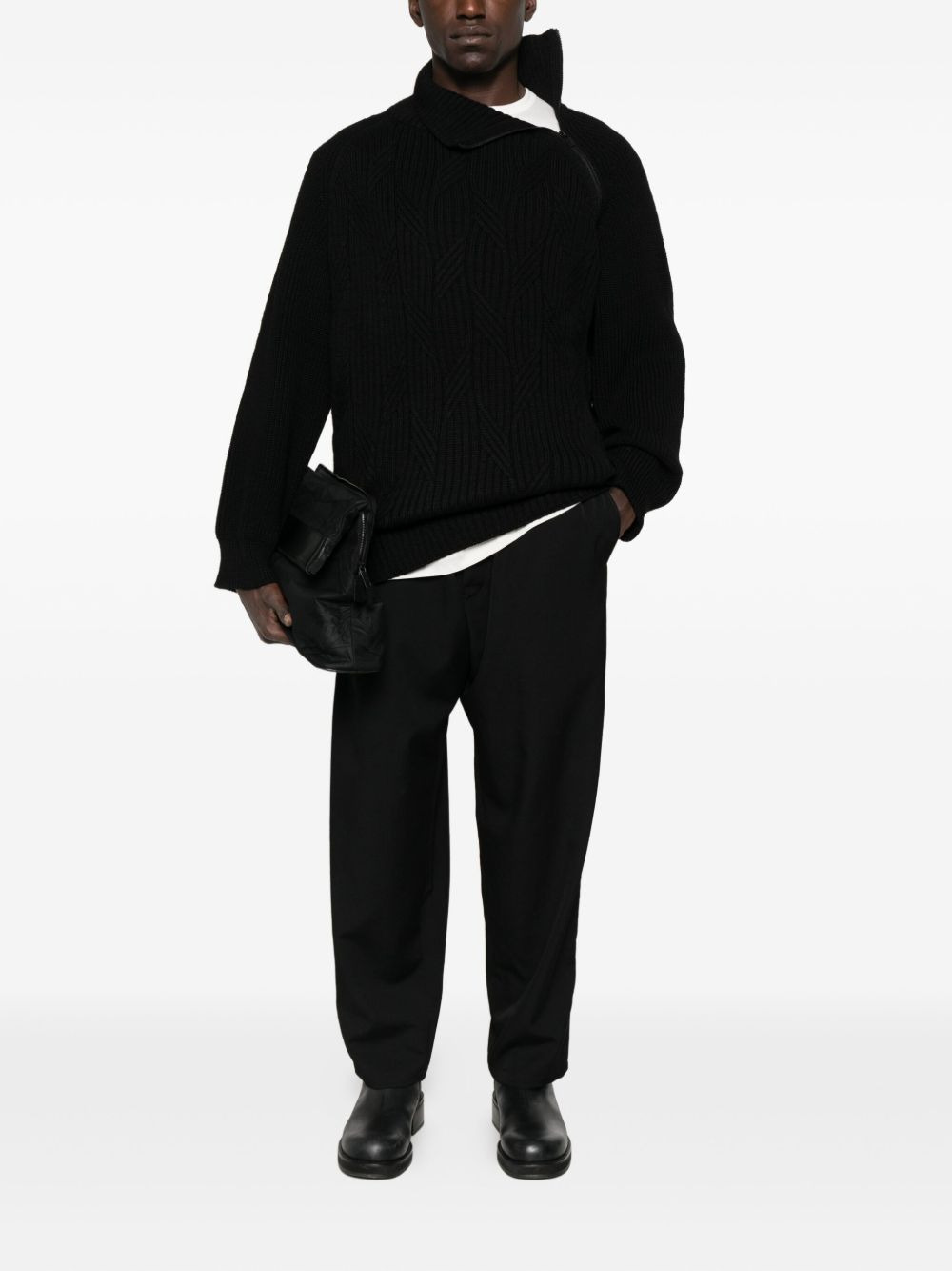 high-neck cable-knit sweater - 2