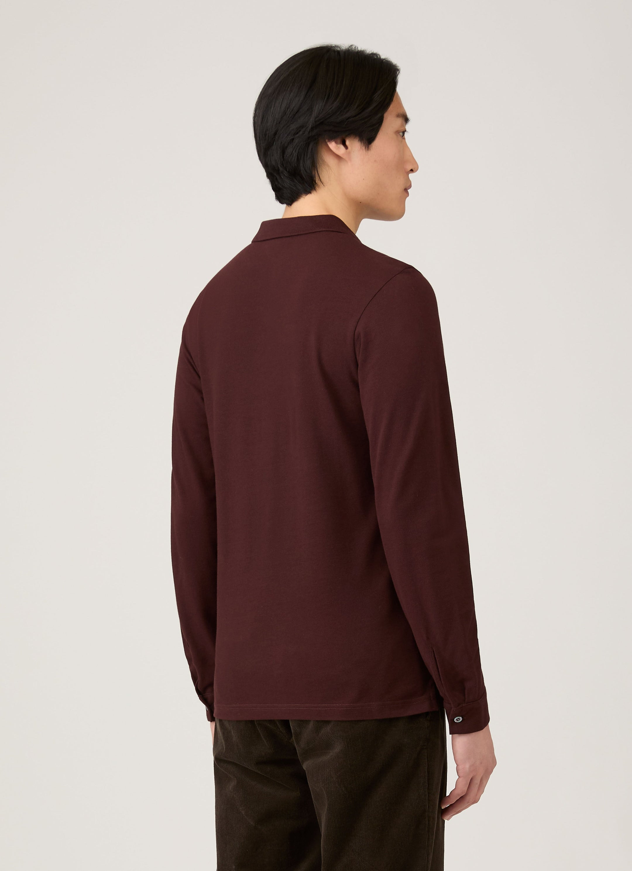 Long Sleeve Piqué Polo Shirt - 5