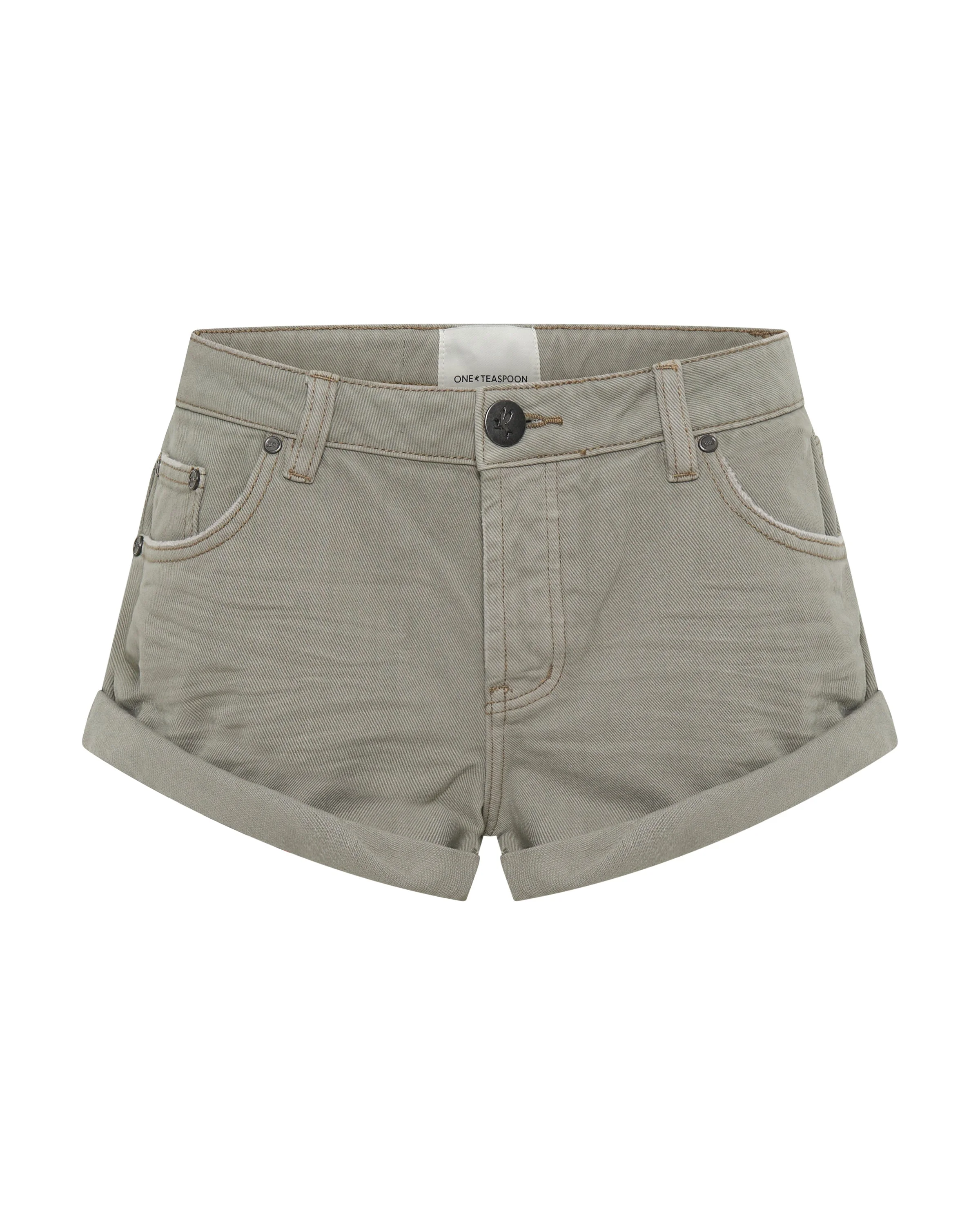 Bandits Low Waist Denim Shorts - Faded Khaki - 1