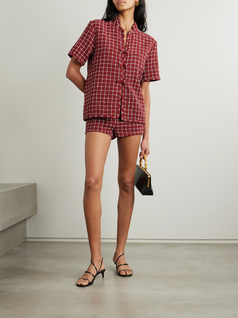LIBEROWE Hetty Oversized Checked Bouclé-tweed Shirt outlook