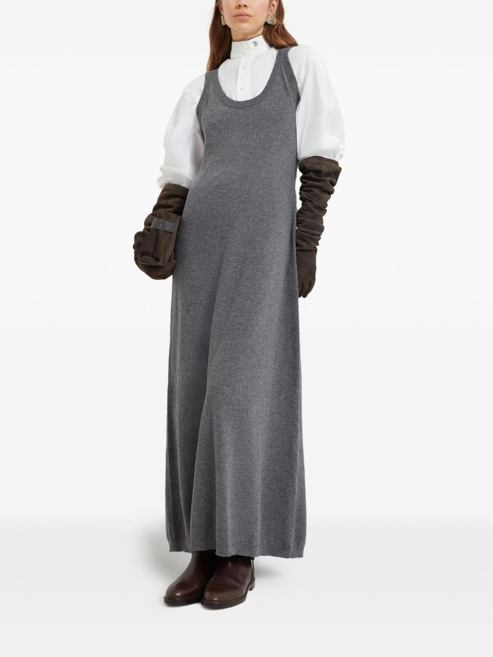 round-neck knit dress - 5