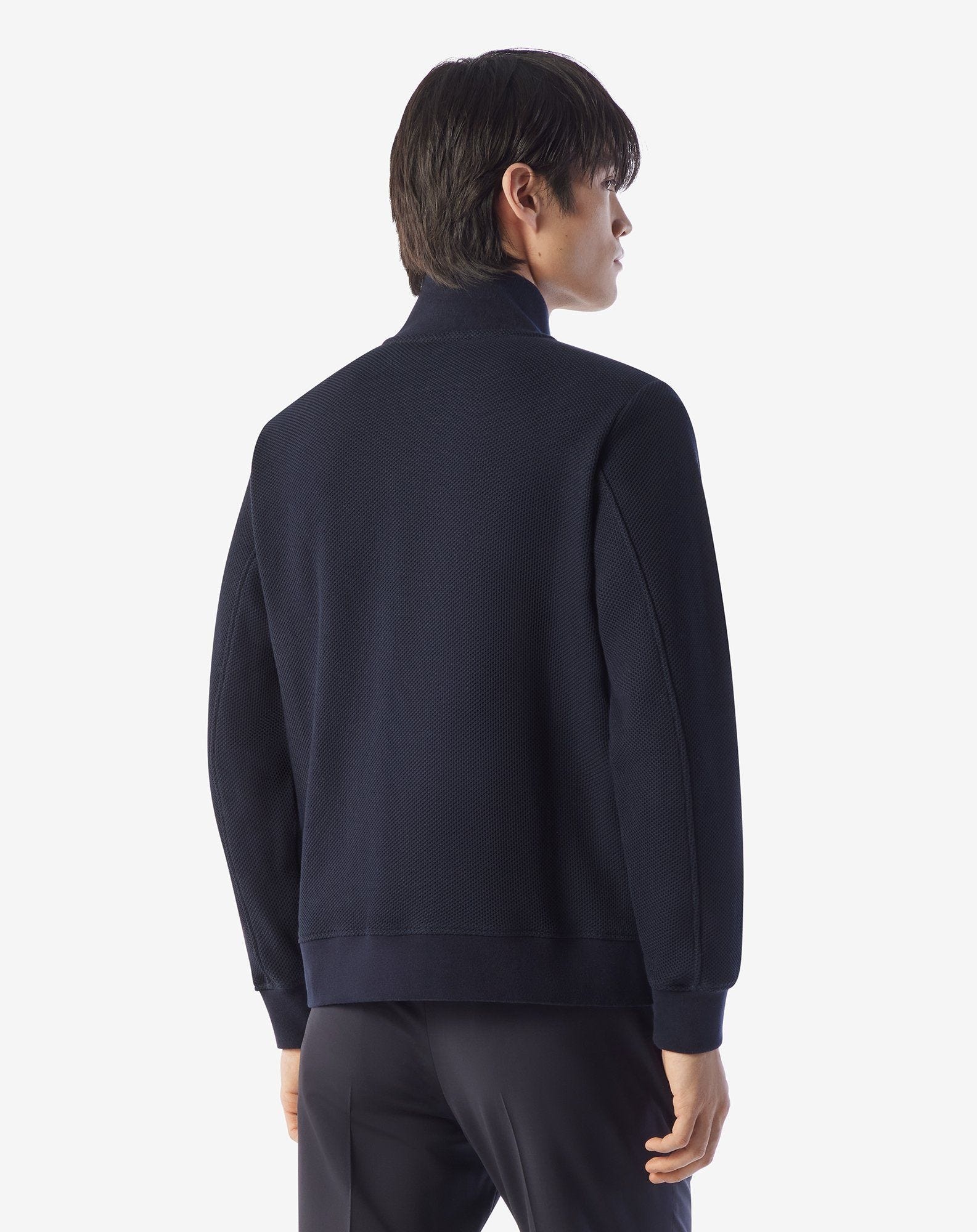 Navy blue cotton jacket with honeycomb pattern - 3