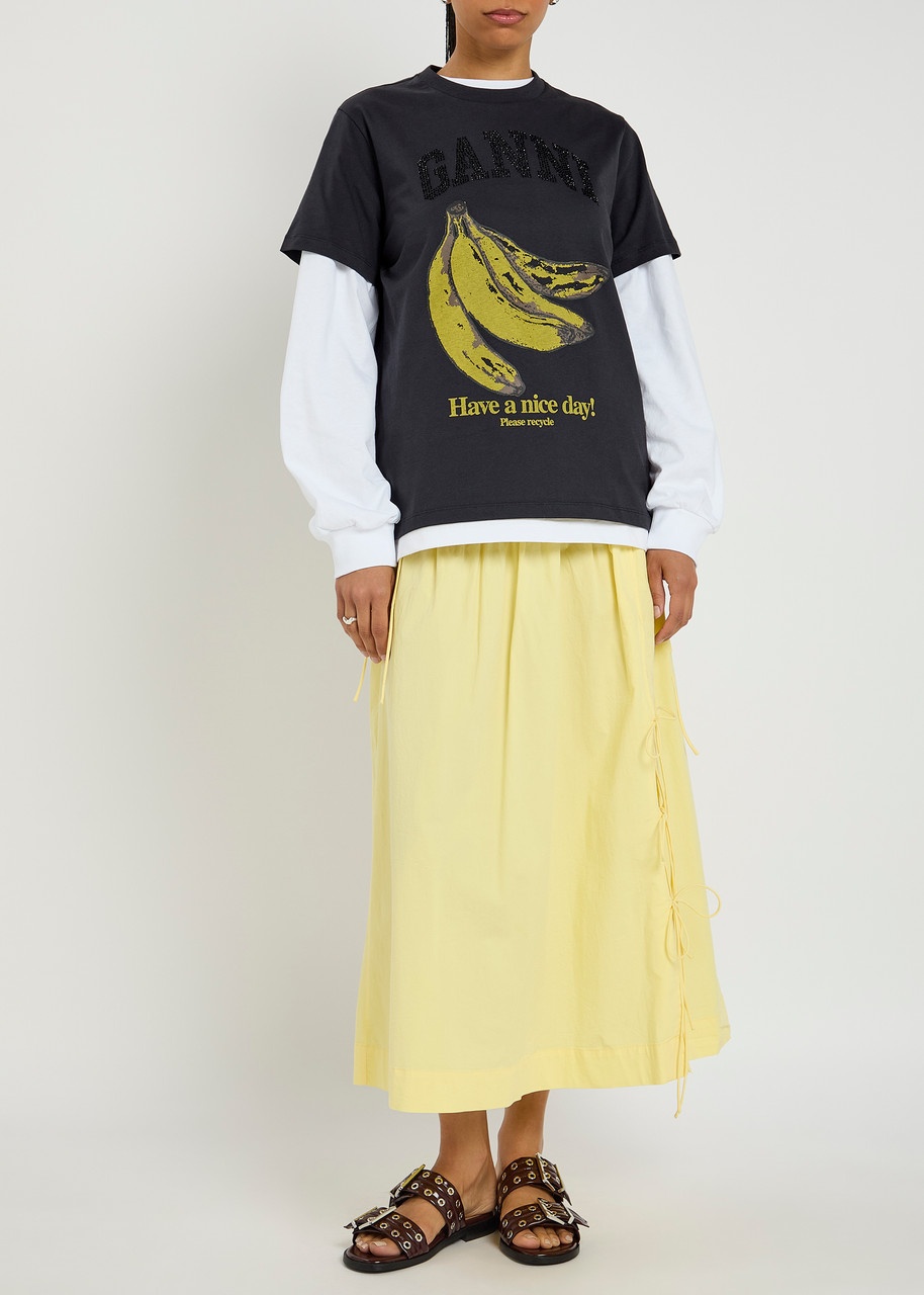 Ganni Banana-print Logo Cotton T-shirt - 4