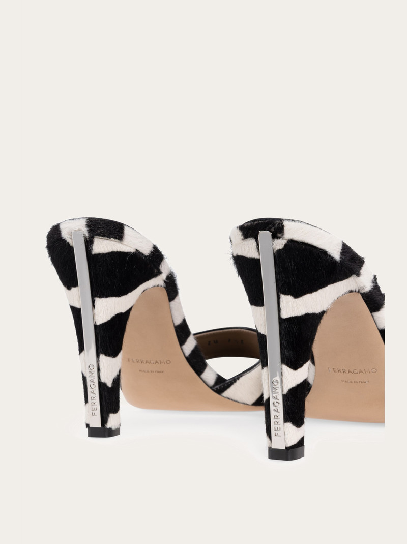 Pony skin heeled slide 5