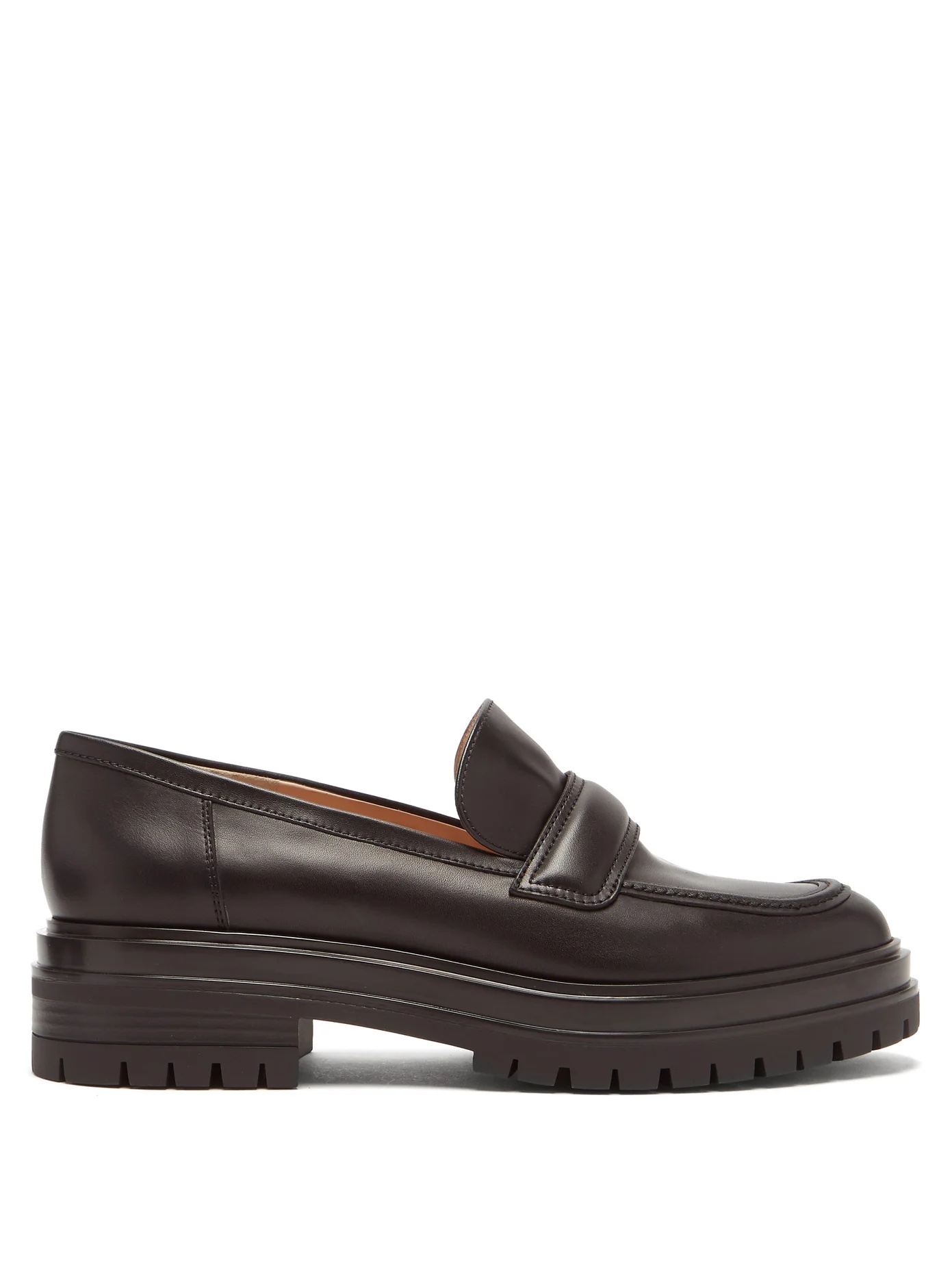 Exaggerated-sole leather penny loafers - 1