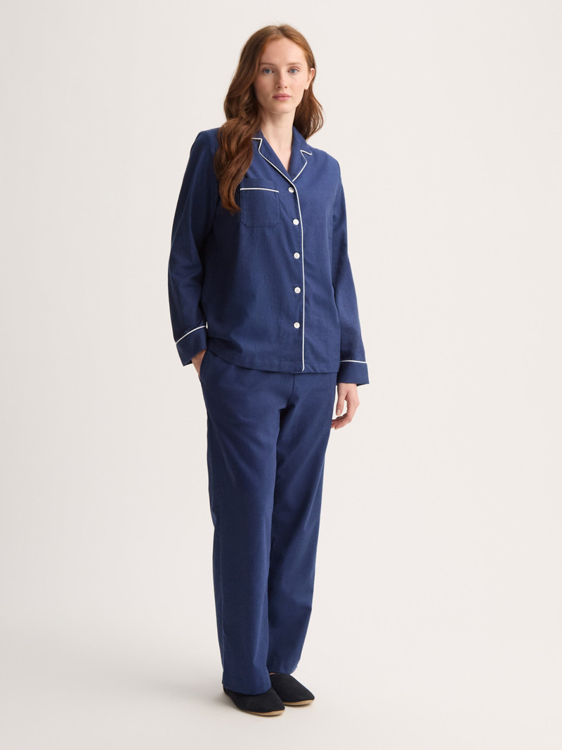 Women's Pajamas Balmoral 3 Brushed Cotton Navy 3