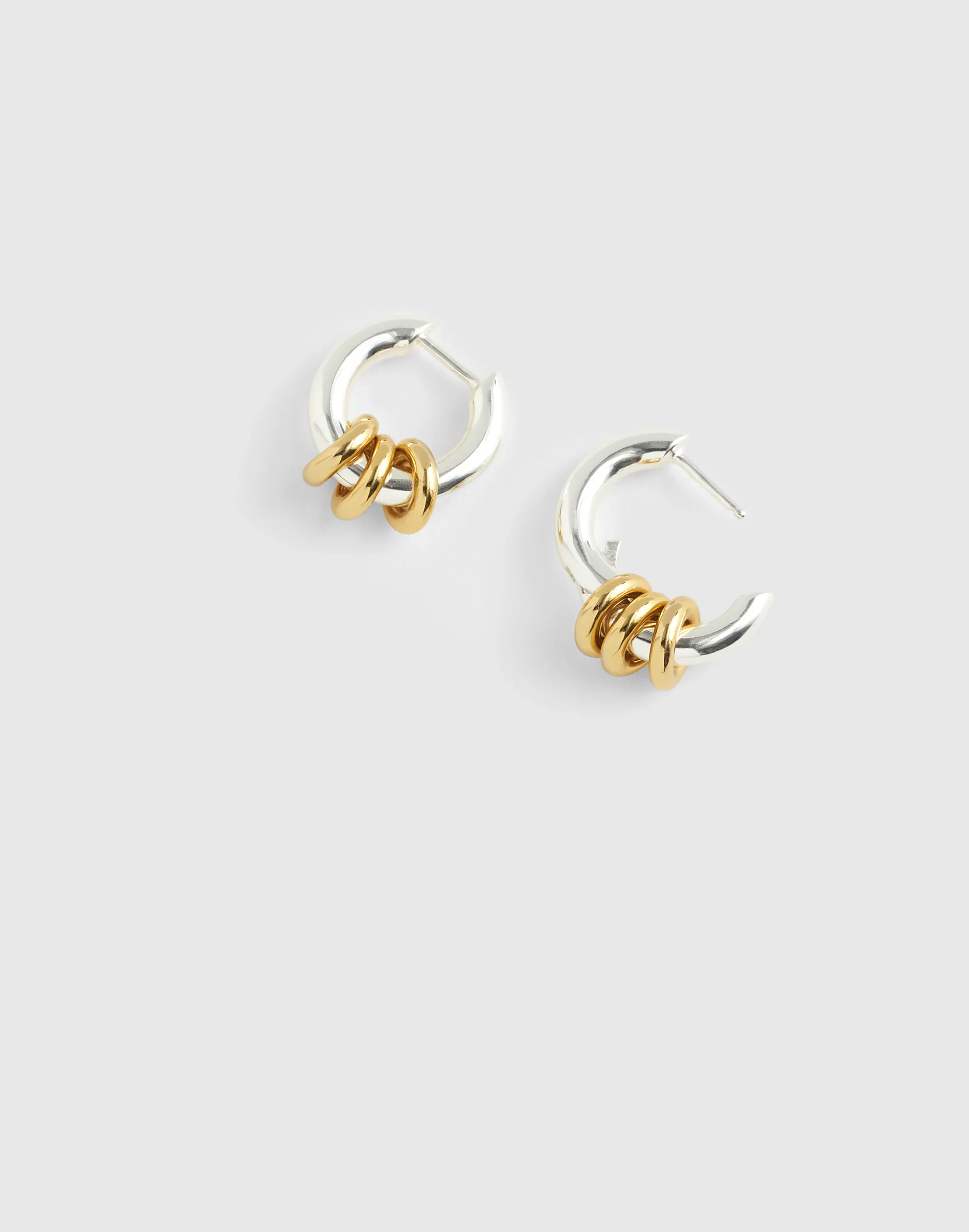 Triple-Ring Huggie Hoop Earrings - 1
