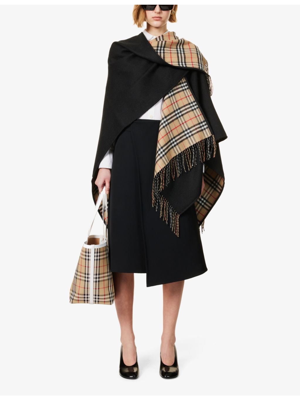 Vintage Check wool cape - 2