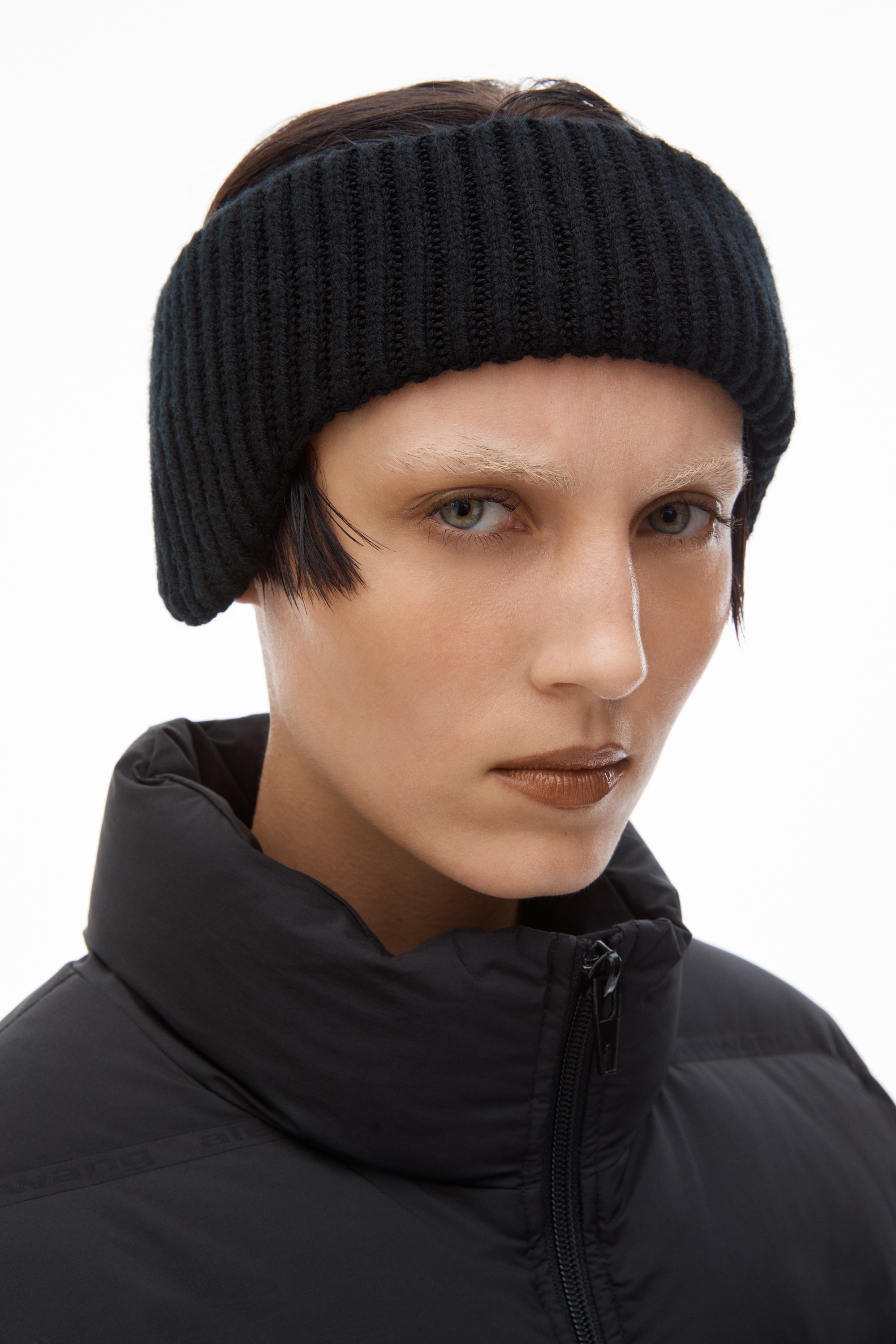 logo earmuff headband in ribbed wool stretch - 4