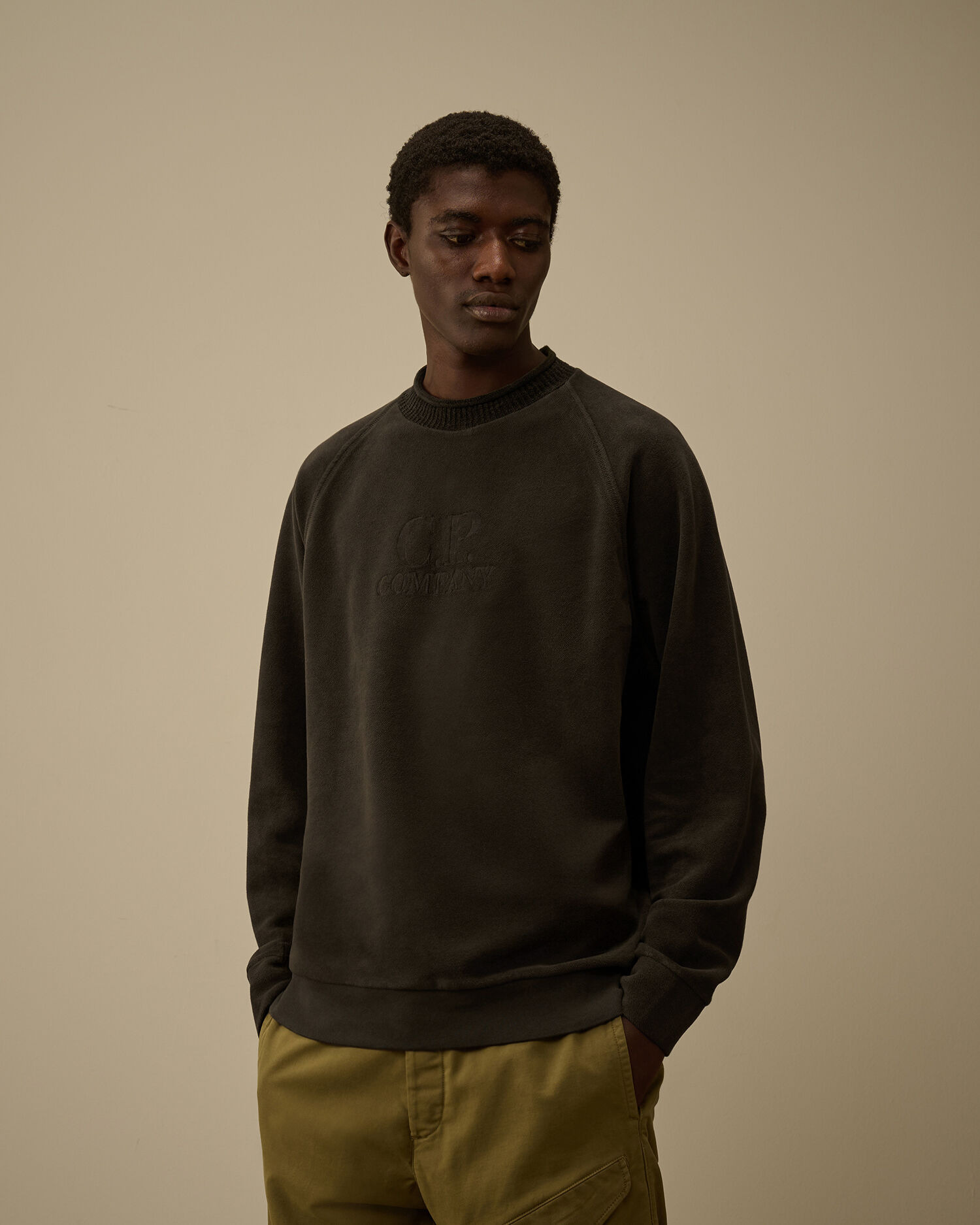 Brushed Emerized Diagonal Fleece Mockneck Sweatshirt - 3