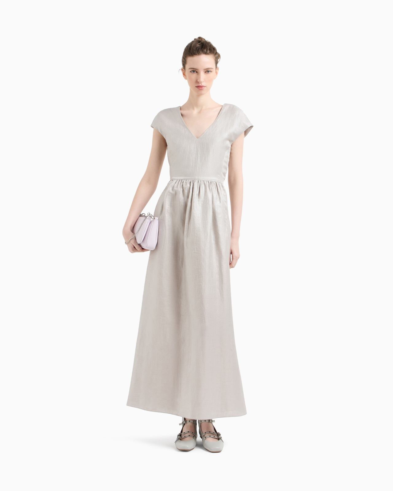 LINEN V-NECK LONG DRESS - 2