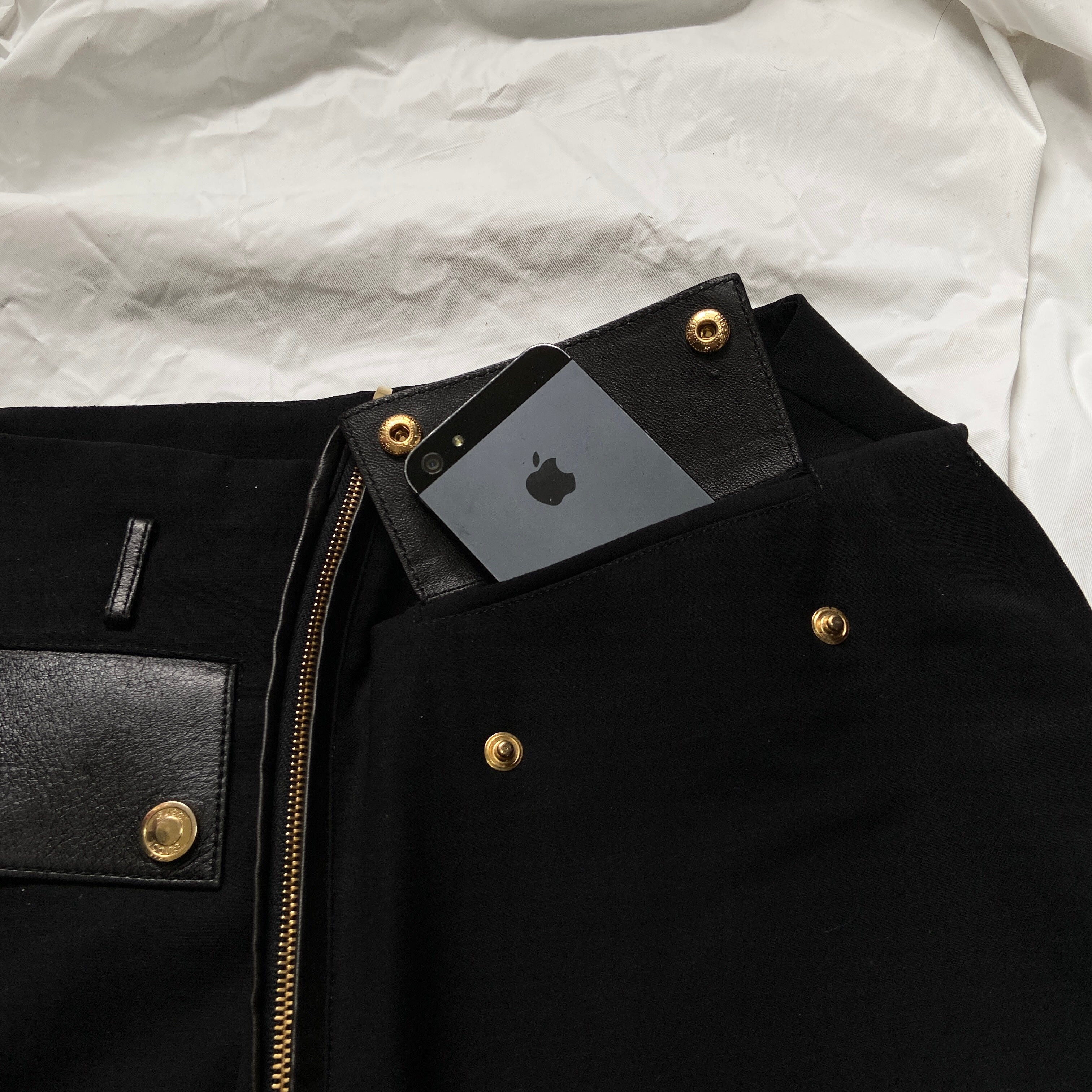 Gucci Fall 2000 Tom Ford black leather wool skirt - 9