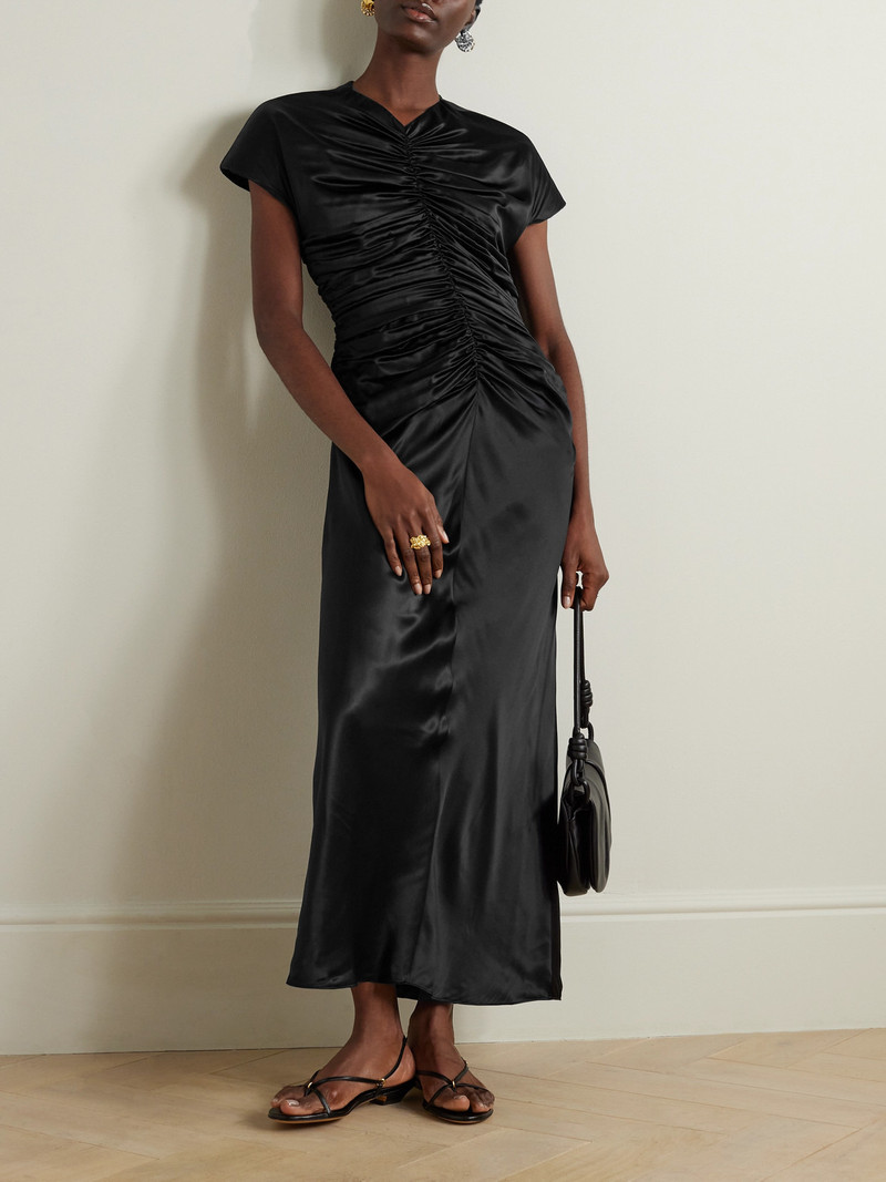 TOVE Aubree Ruched Silk-satin Midi Dress outlook