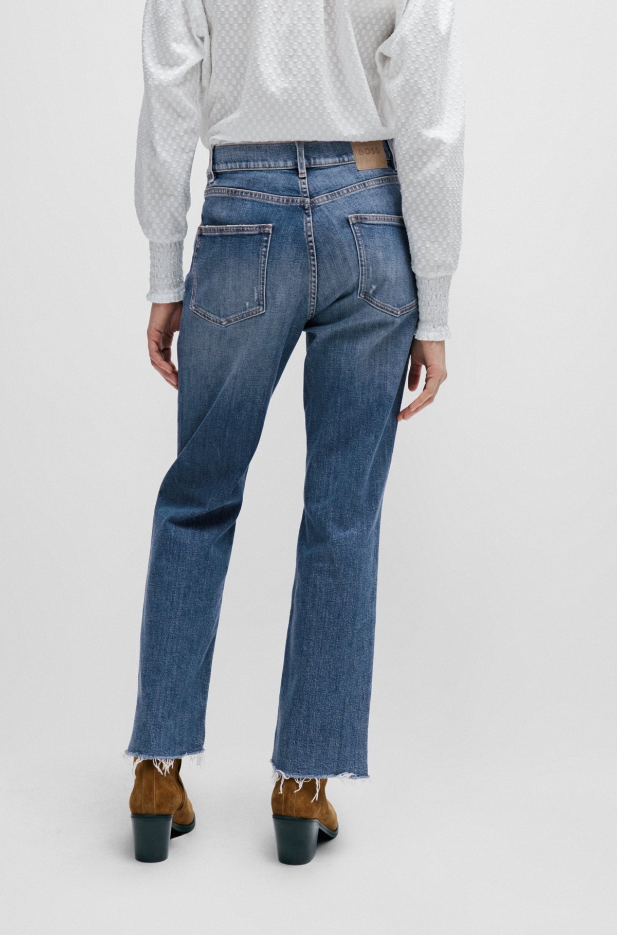 SLIM-FIT JEANS IN BLUE STRETCH DENIM - 4