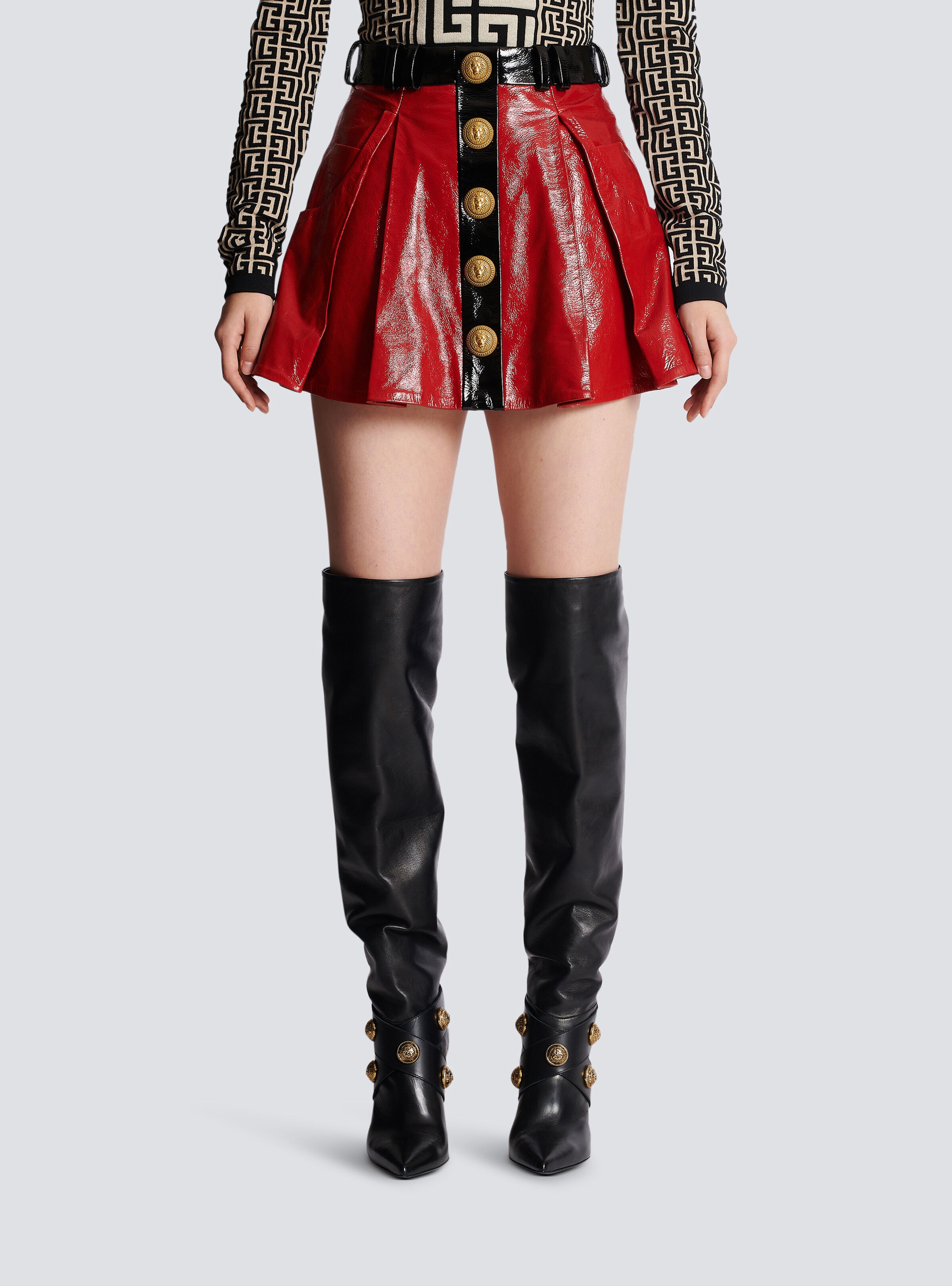 Pleated patent leather skirt - 5