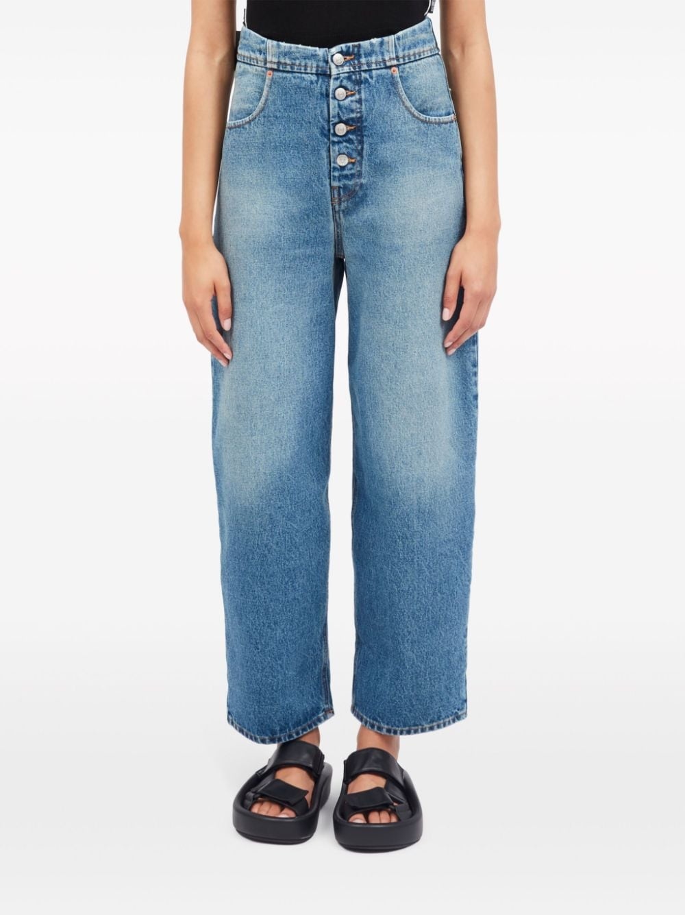 wide-leg cotton jeans - 2