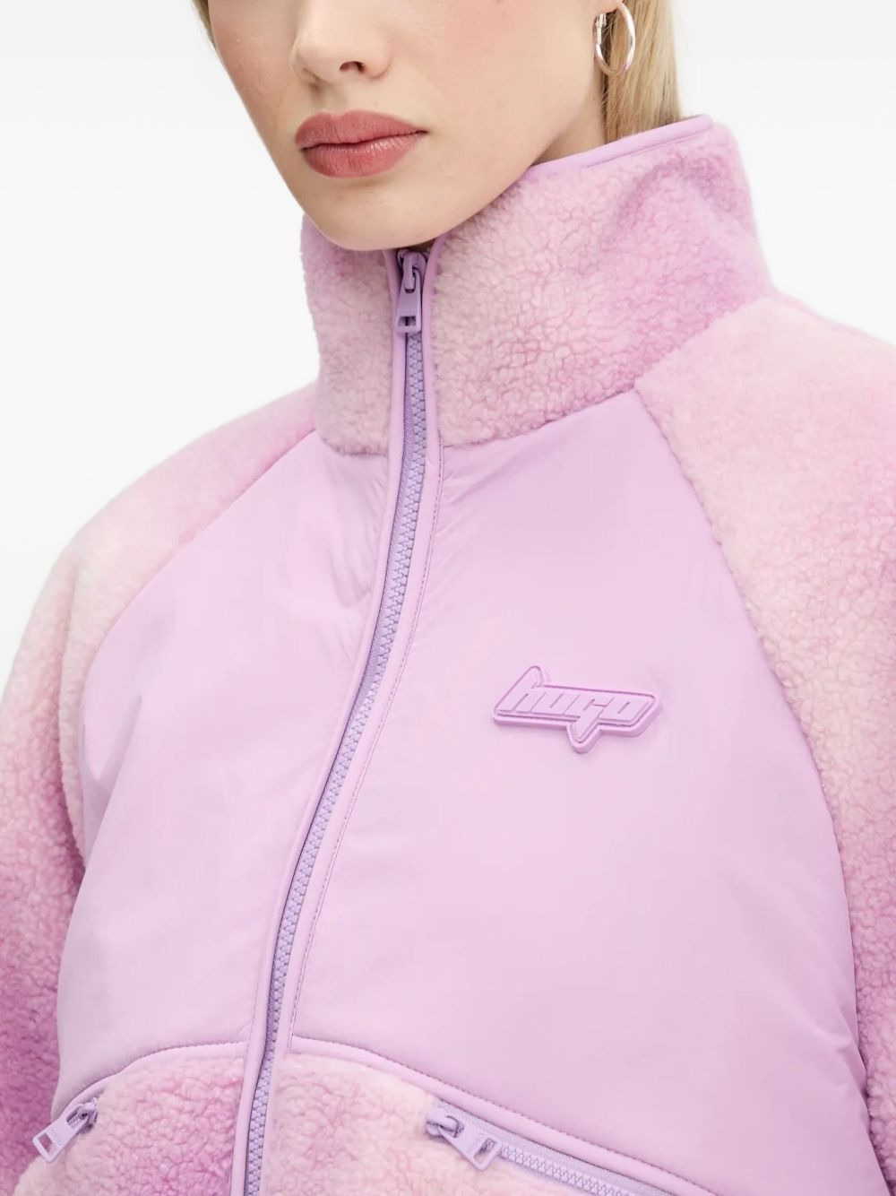 colour-block fleece jacket - 4