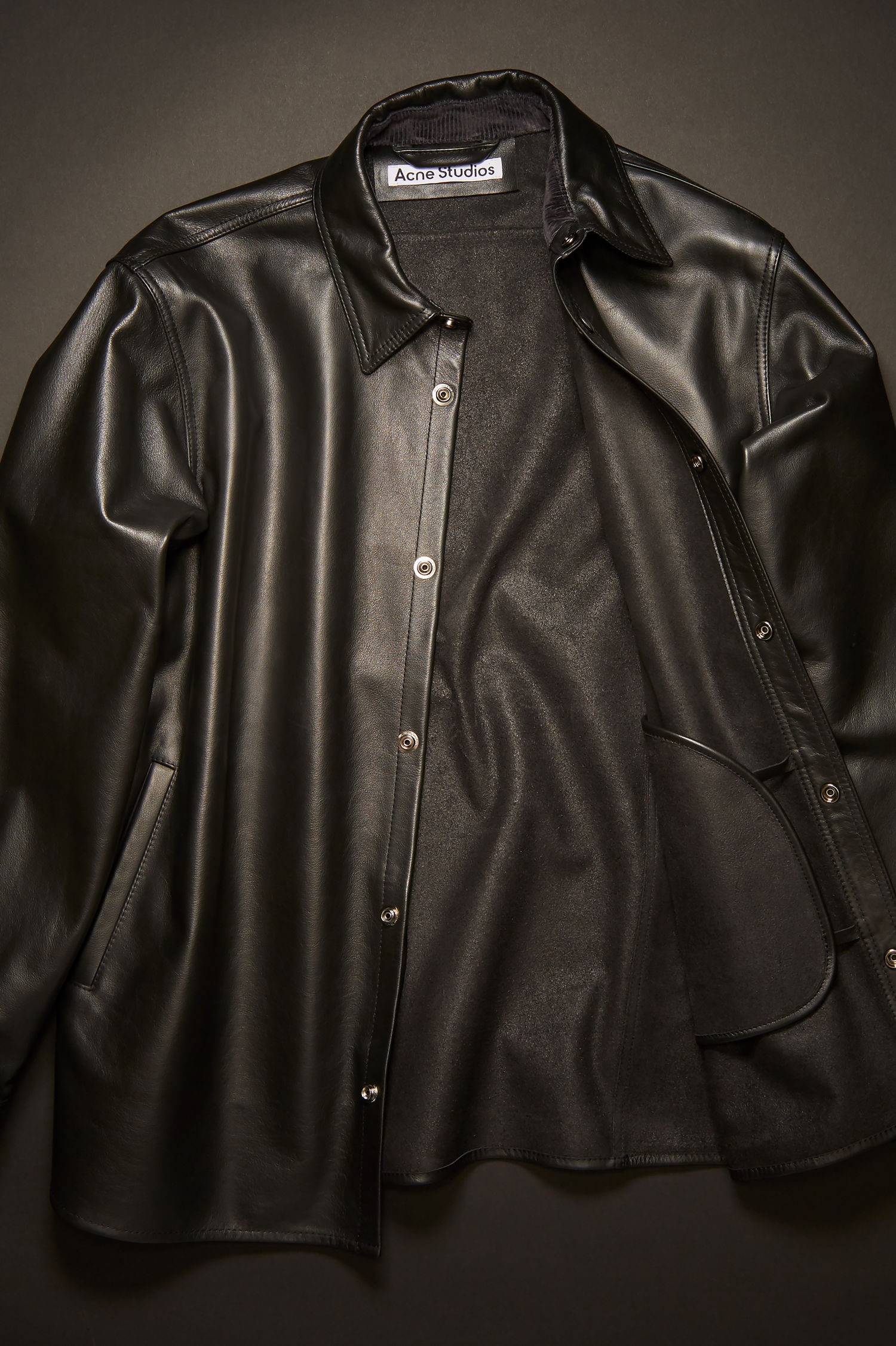 Leather overshirt black - 4