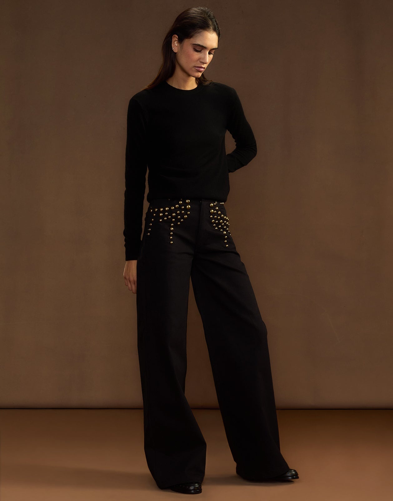 Serena Studded Wide Leg Jeans - 8