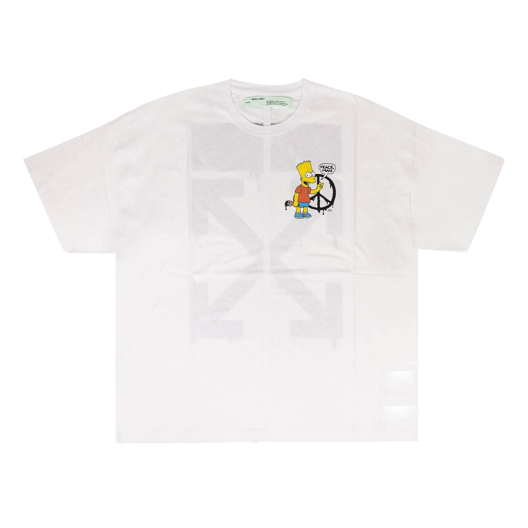 Off White Off White Bart Peace Oversized T Shirt White REVERSIBLE