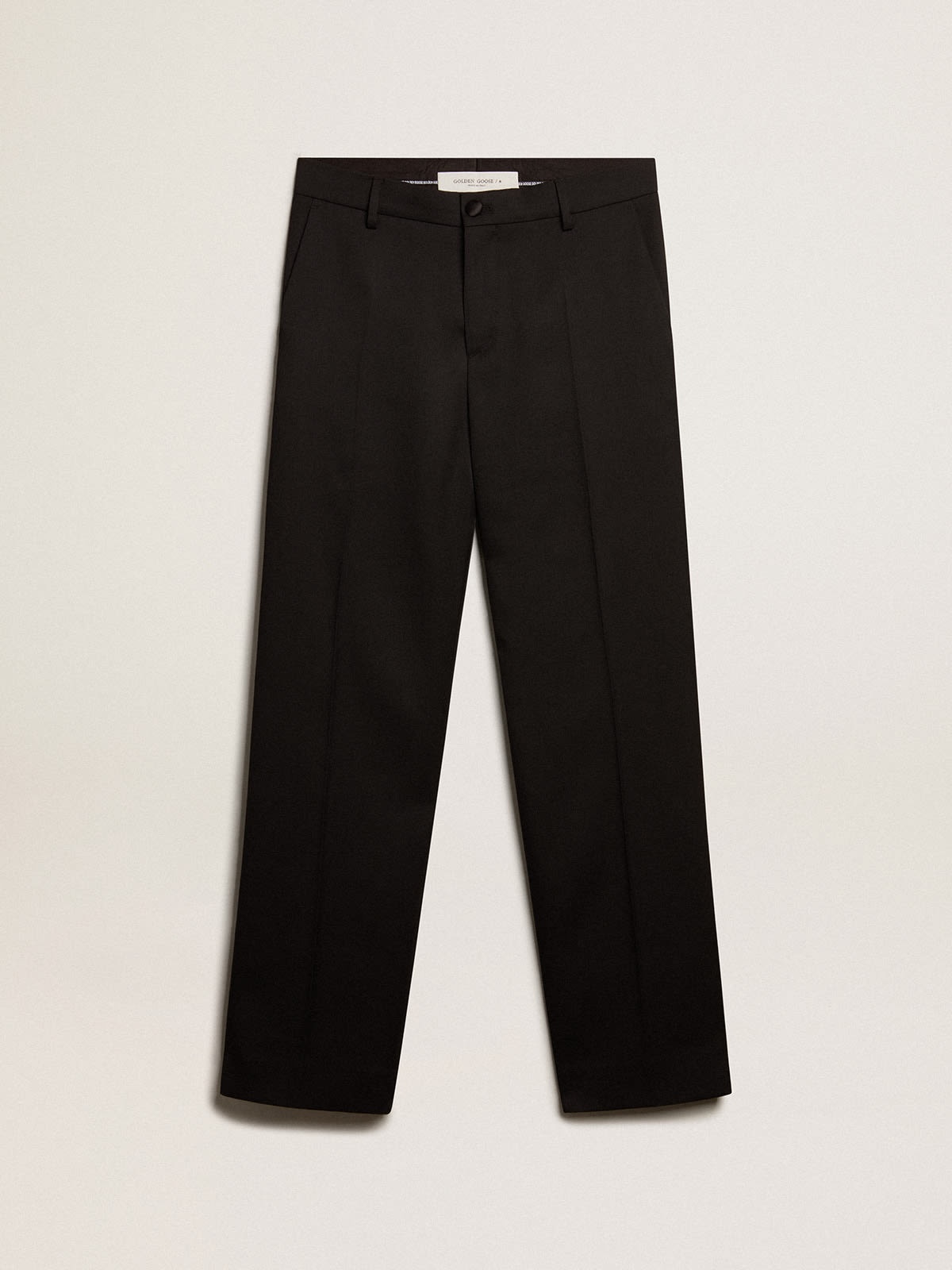 Men’s tuxedo pants in black wool gabardine - 1