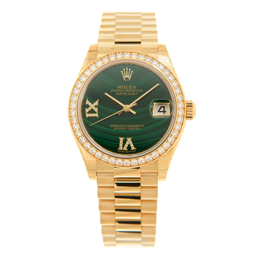 Rolex Datejust 31 Malachite Diamond Dial Ladies 18kt Yellow Gold President Watch 278288MLRDP - 3