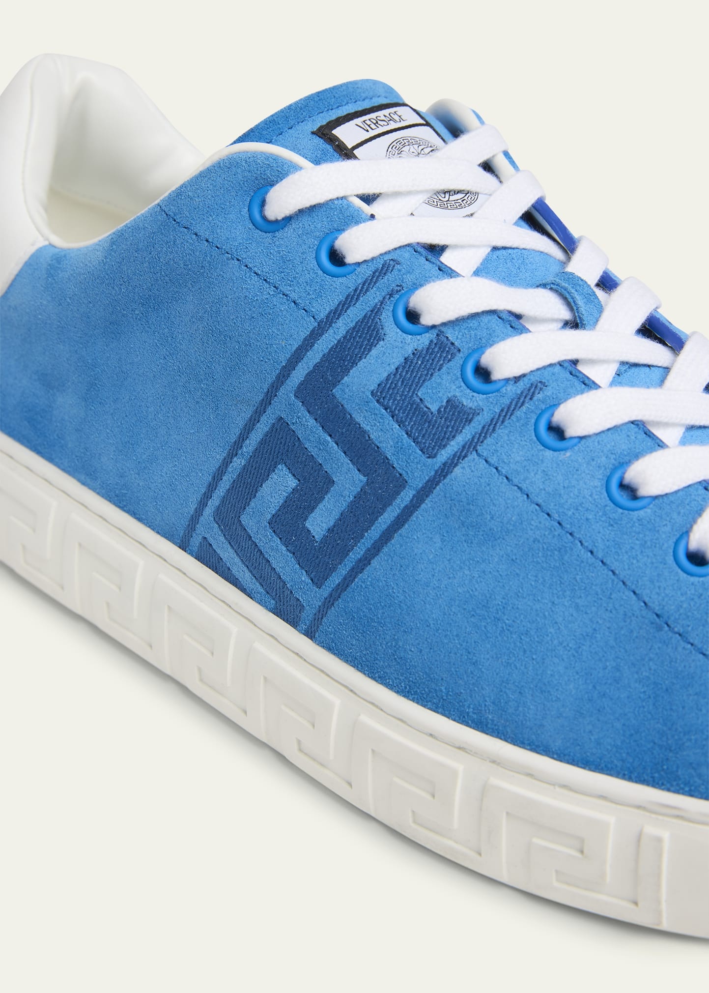 Men's La Greca Greek Key Suede Low-Top Sneakers - 6