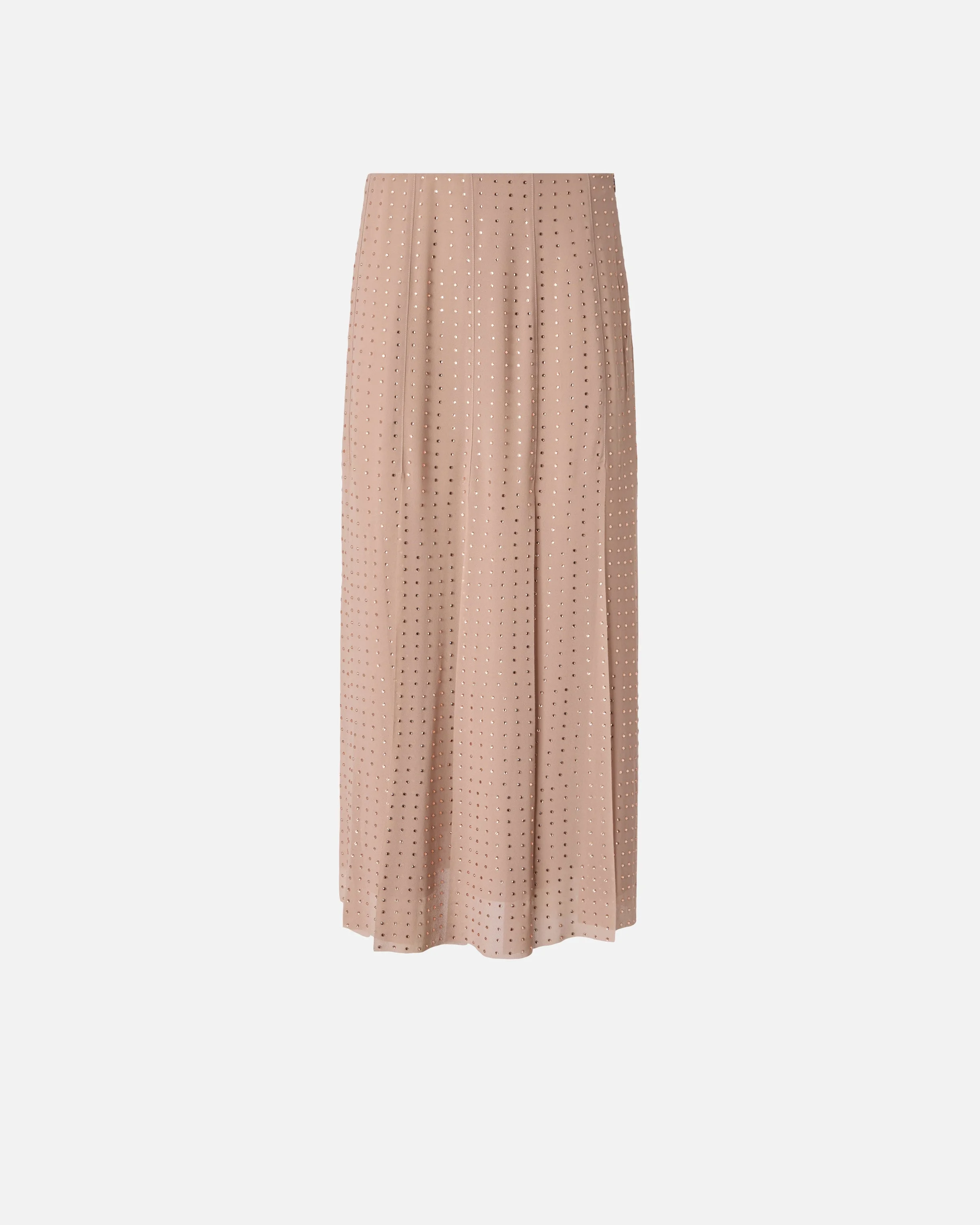 MIDI SKIRT WITH FRINGES AND RHINESTONES - 1