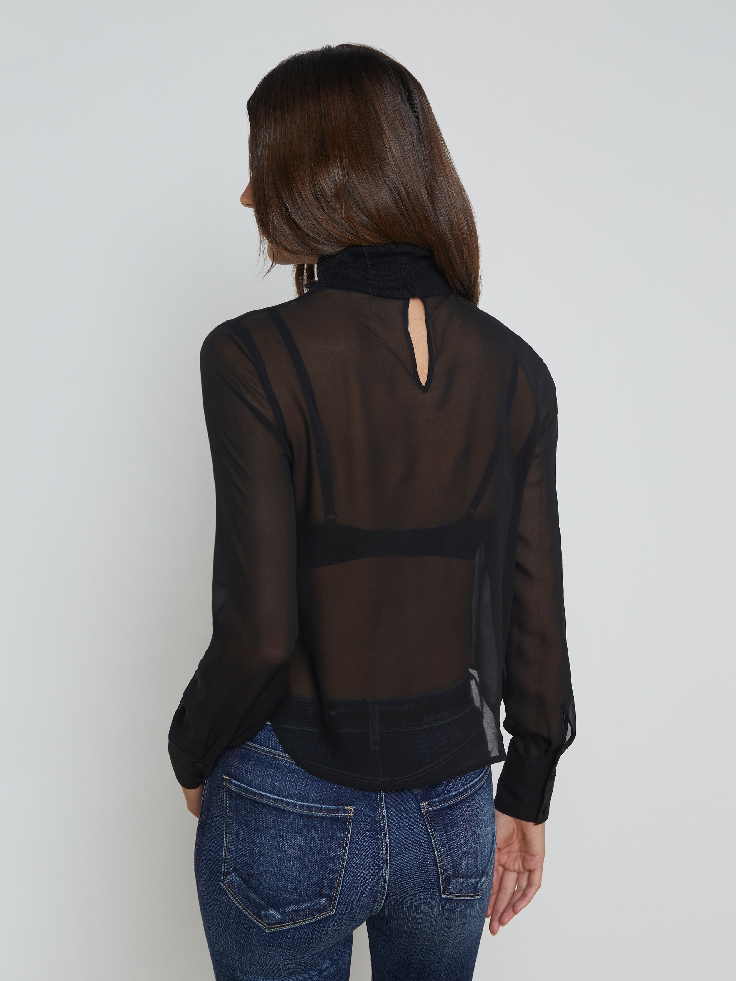 Toulon Silk Chiffon Turtleneck - 5